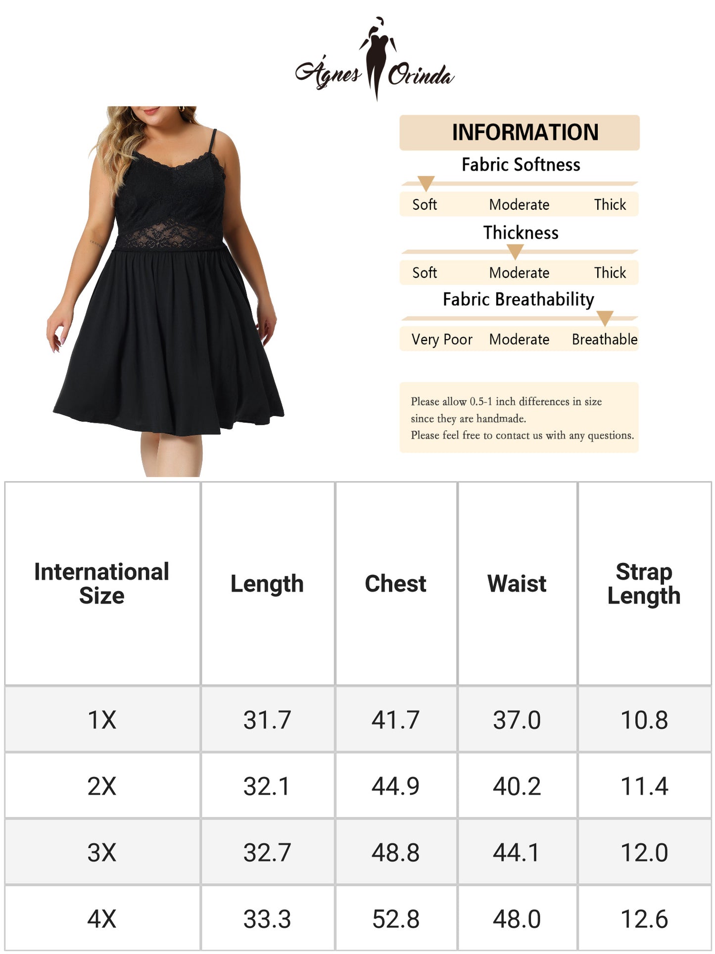 Camisón de encaje con escote en V para mujer, talla grande, sexy, camisola de encaje