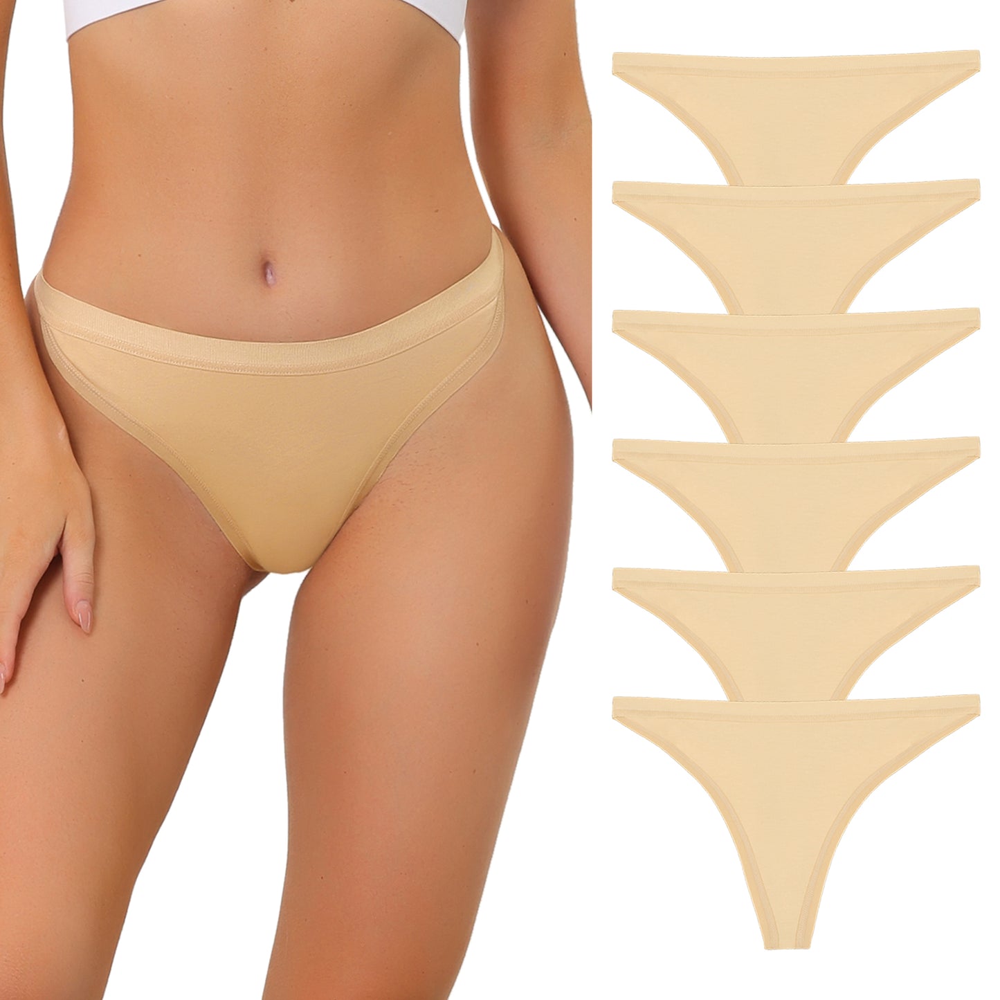Women's Packs G-String Breathable Hi-Cut Thongs (Set of 6)