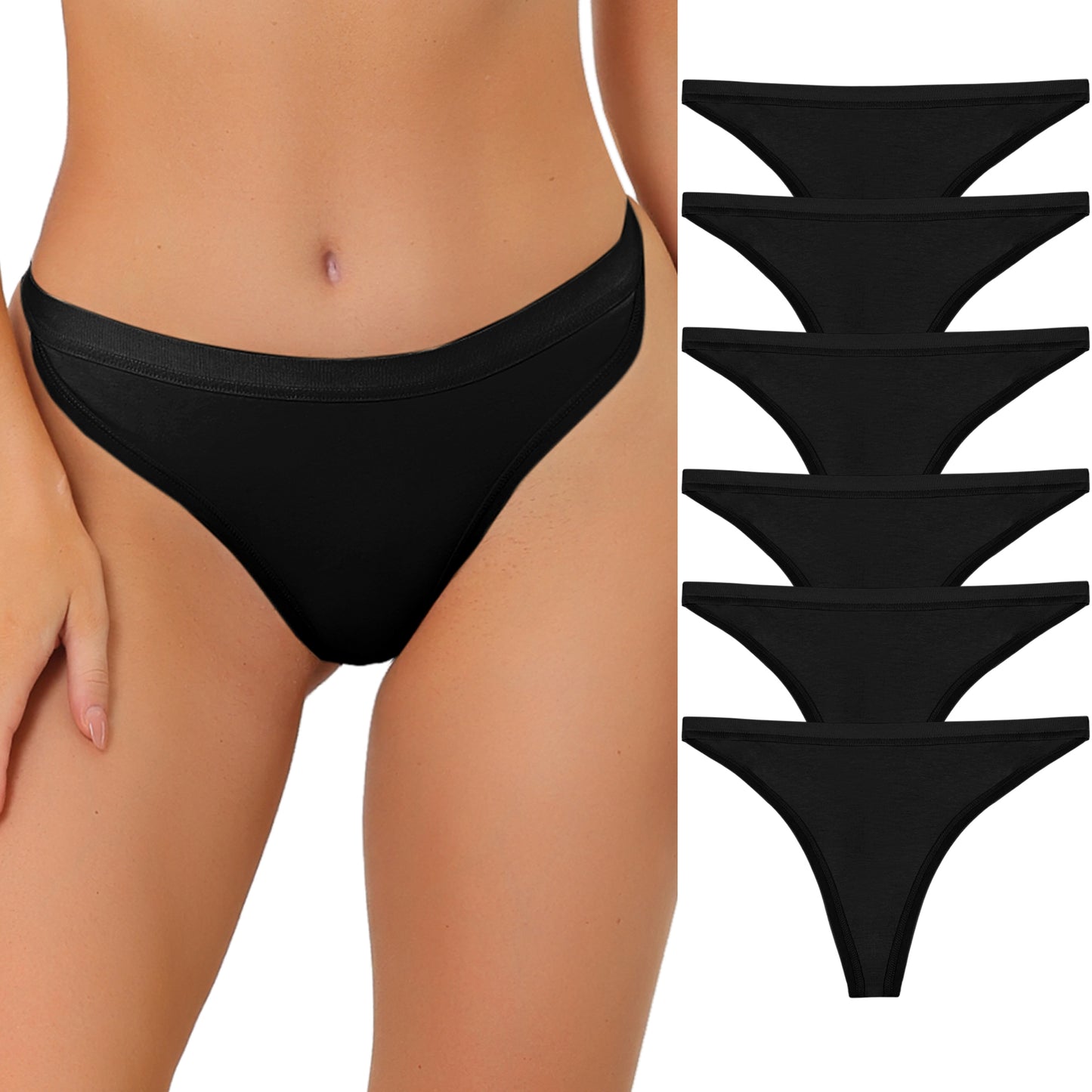 Women's Packs G-String Breathable Hi-Cut Thongs (Set of 6)