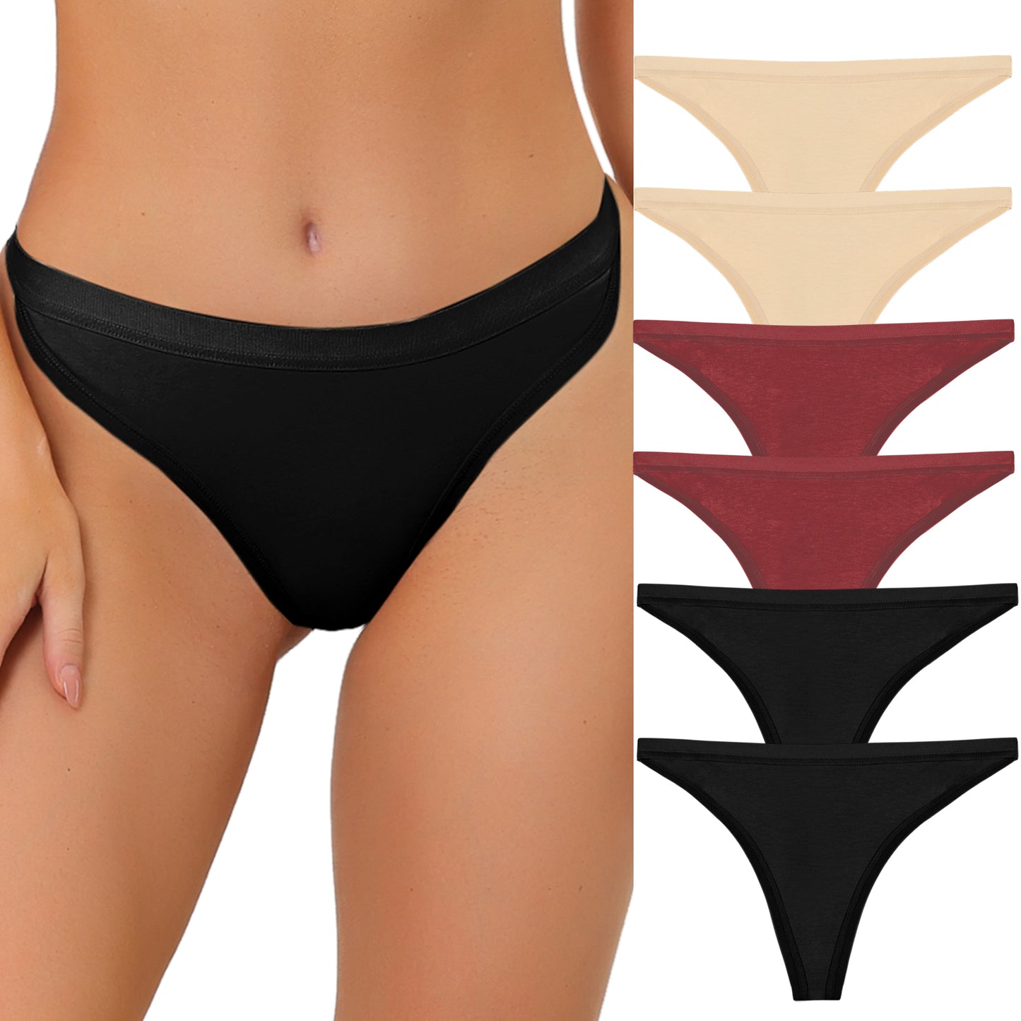 Women's Packs G-String Breathable Hi-Cut Thongs (Set of 6)