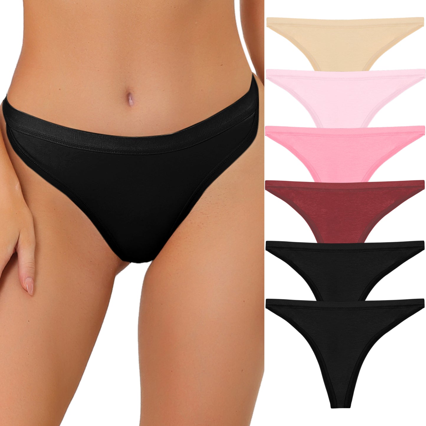 Women's Packs G-String Breathable Hi-Cut Thongs (Set of 6)