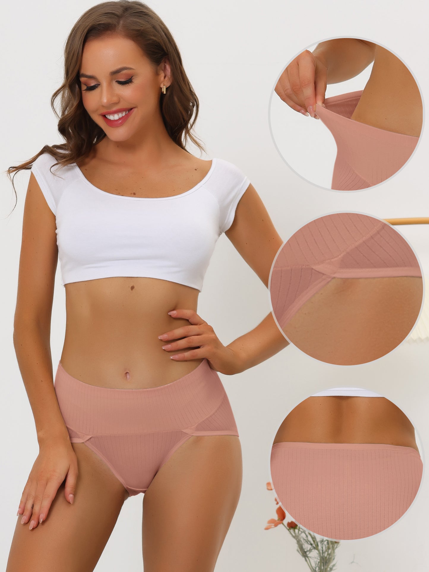Women's Hi-Cut Ribbed High Waist Brief (Available in Plus Size)