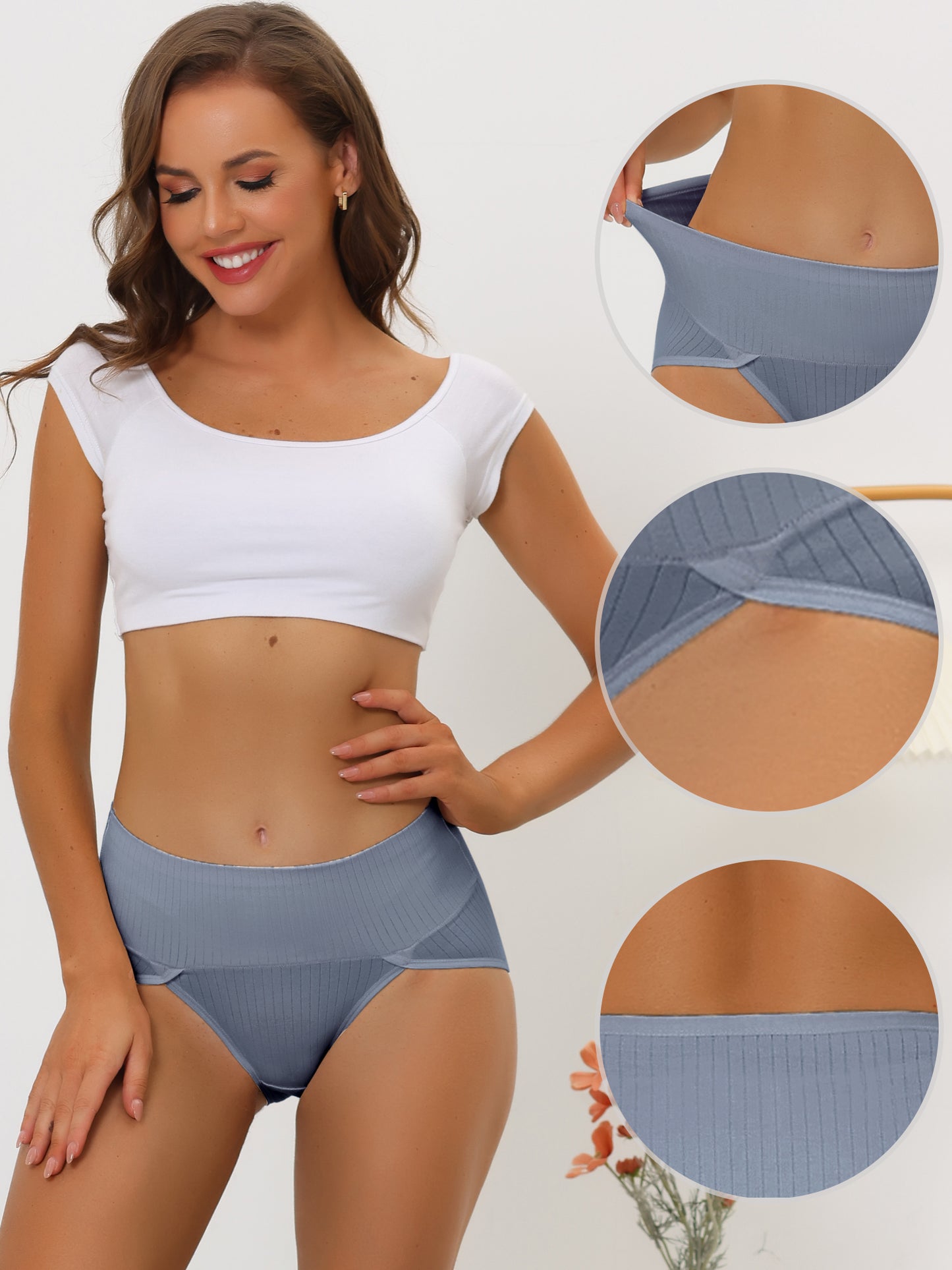 Women's Hi-Cut Ribbed High Waist Brief (Available in Plus Size)