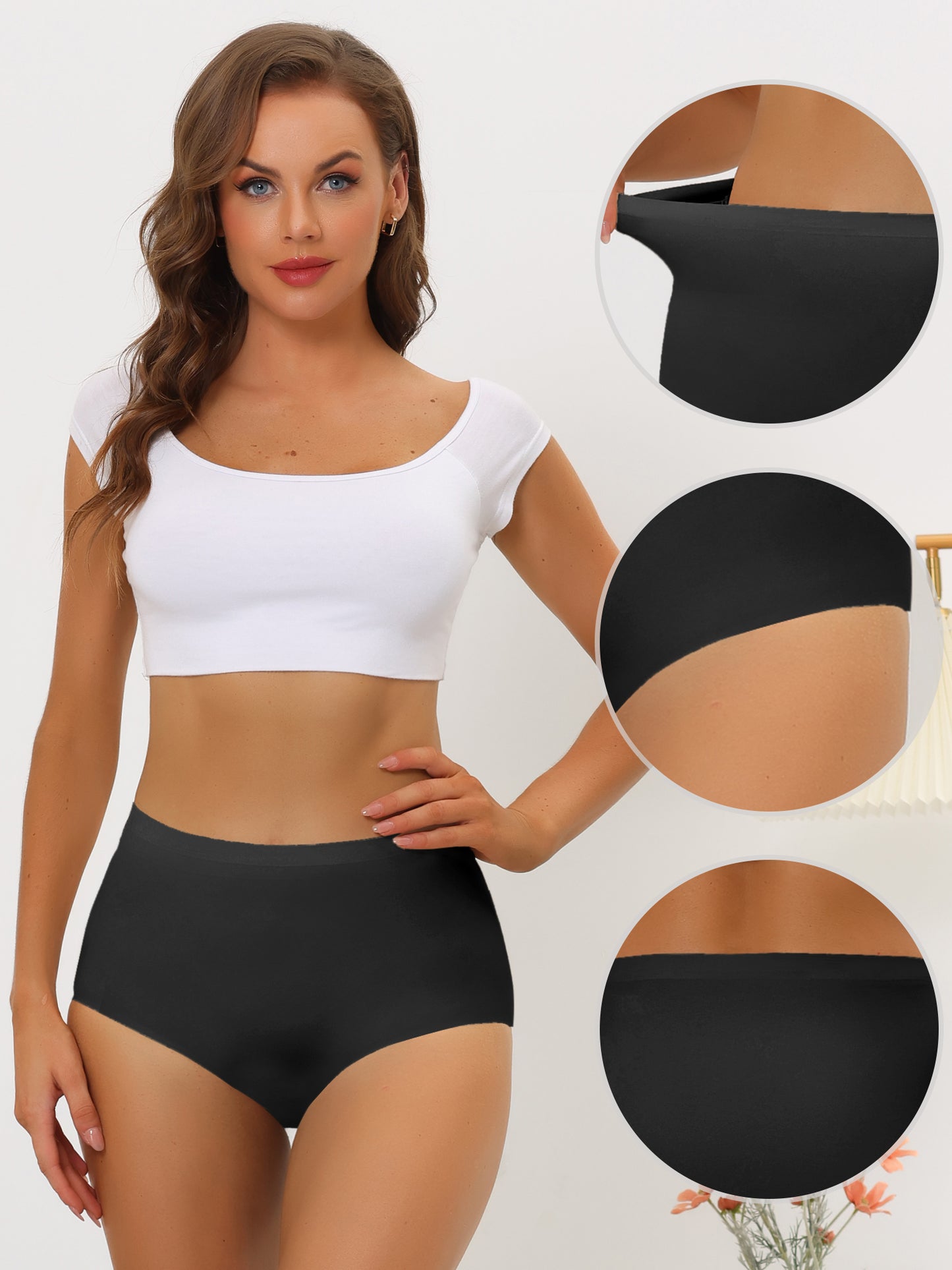 Women's Elastic High-Waisted Unlined Breathable No-Show Hipster Underwear