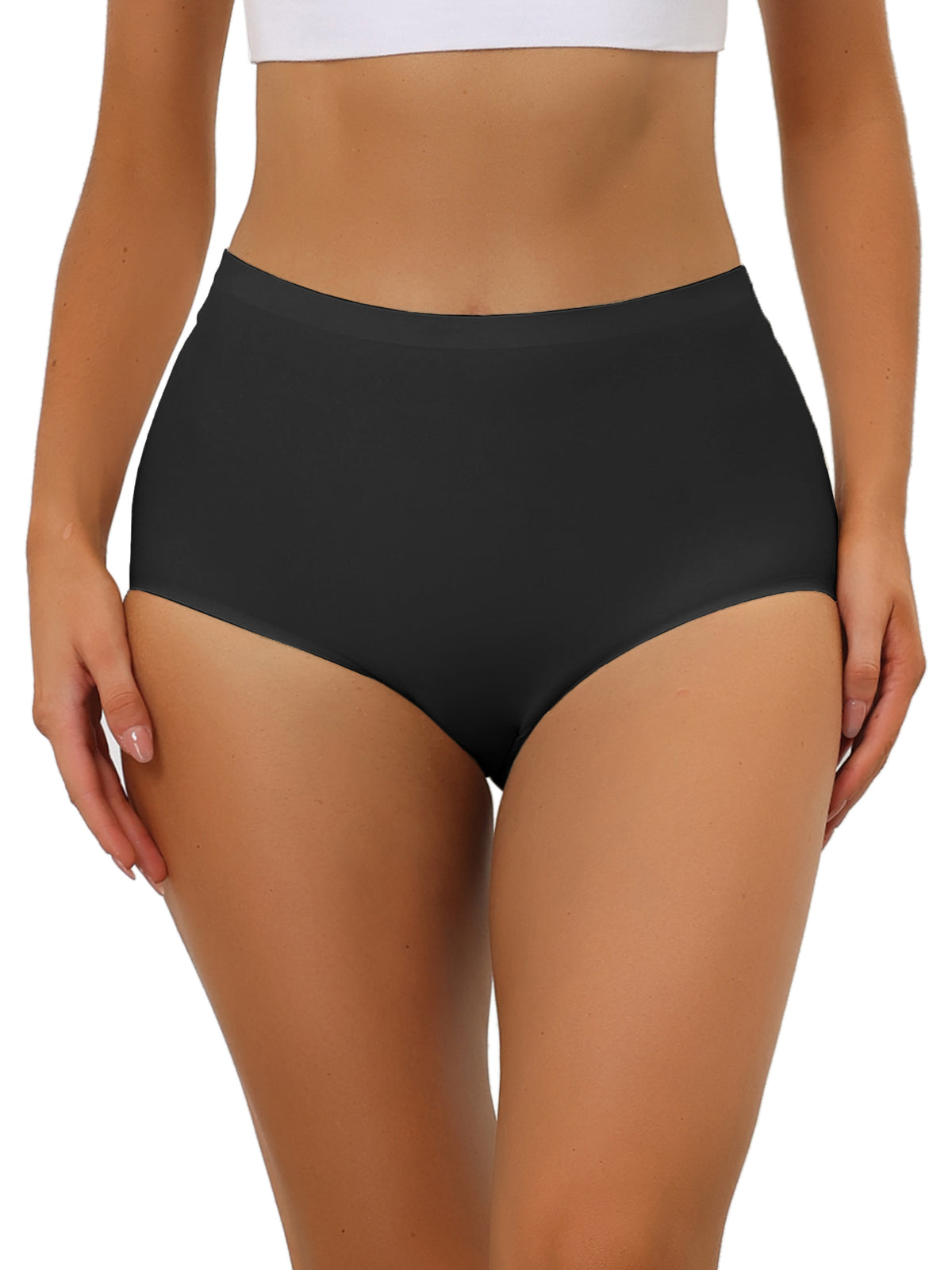 Women's Elastic High-Waisted Unlined Breathable No-Show Hipster Underwear