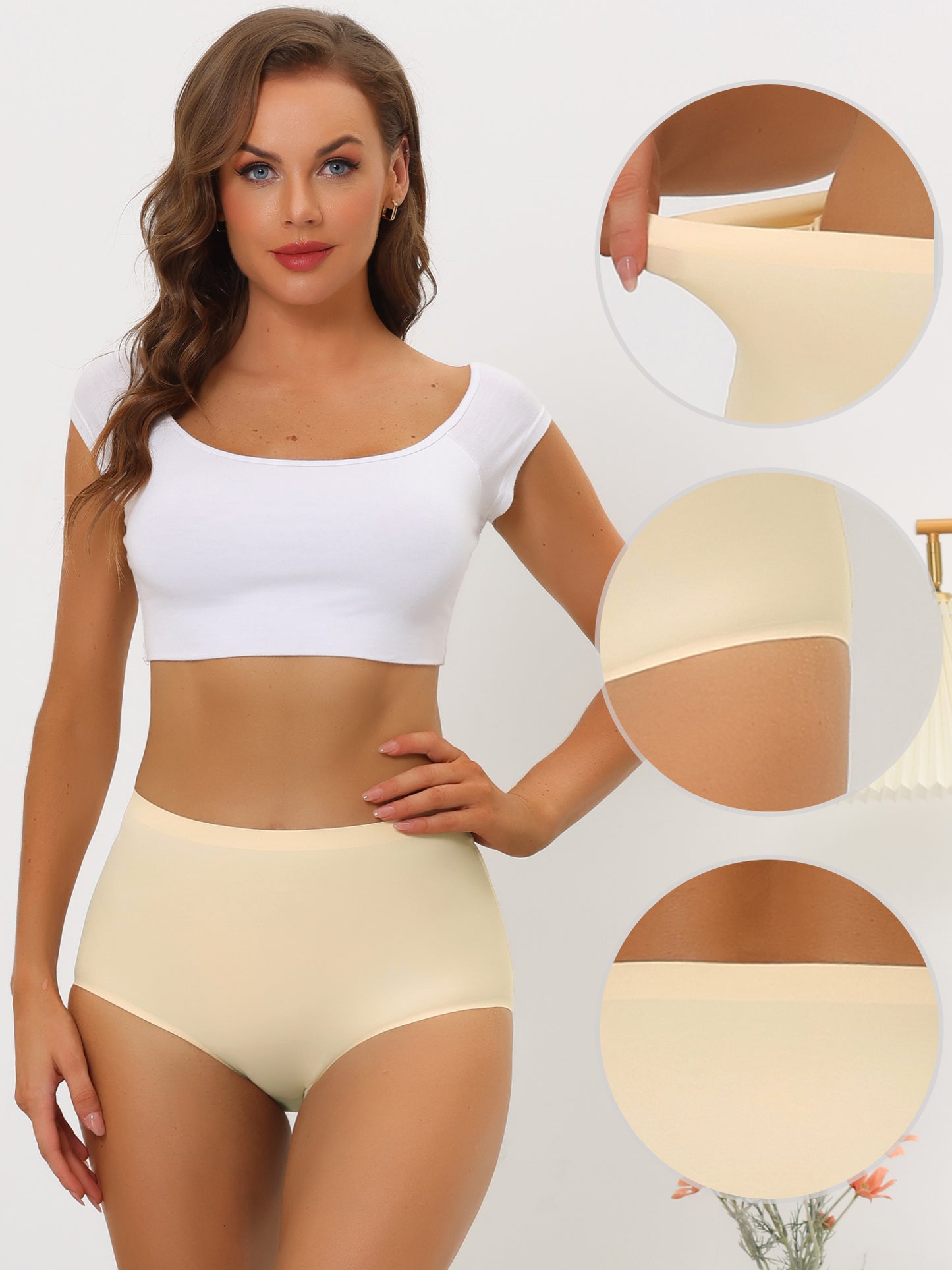 Women's Elastic High-Waisted Unlined Breathable No-Show Hipster Underwear
