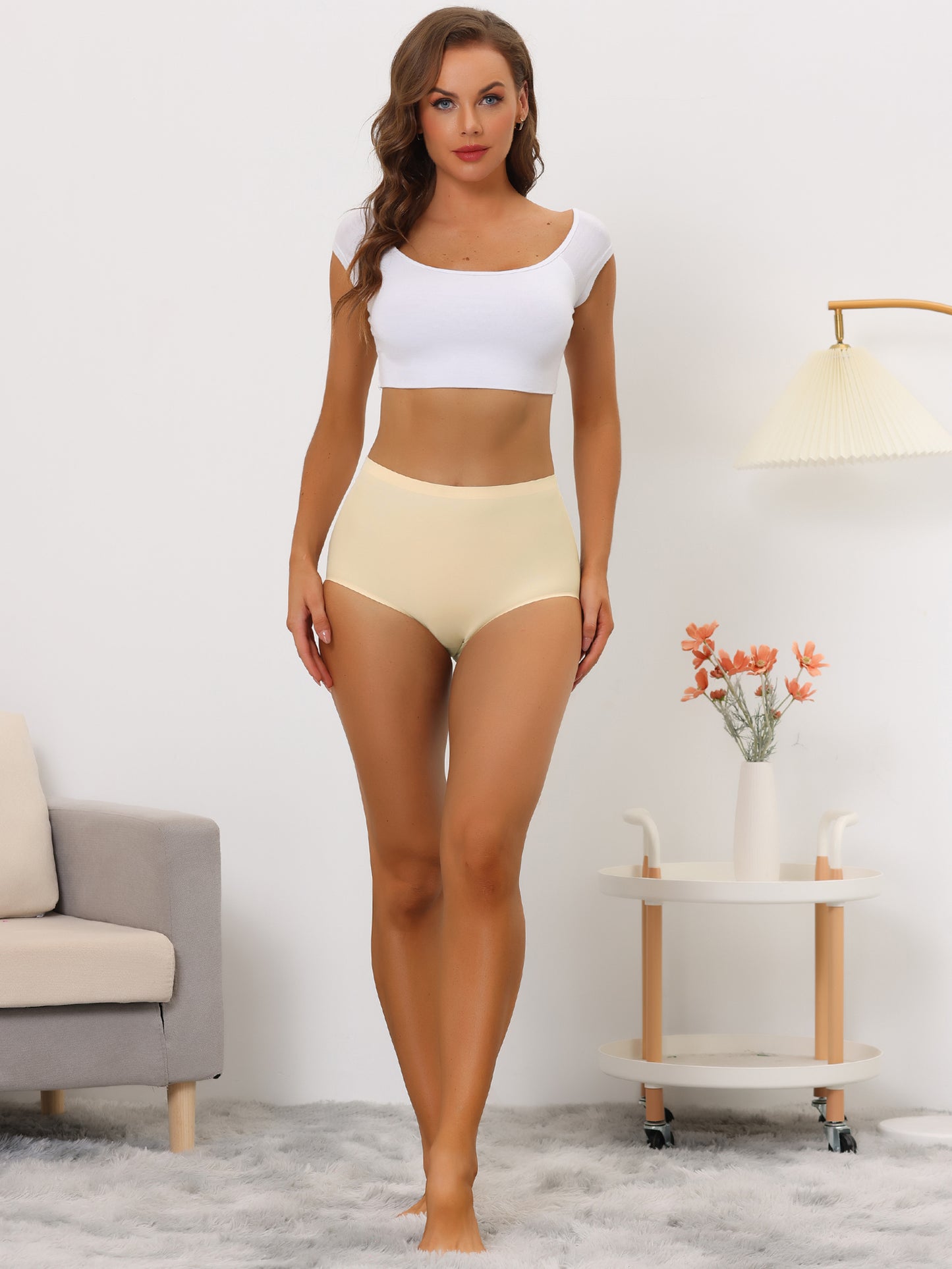Women's Elastic High-Waisted Unlined Breathable No-Show Hipster Underwear