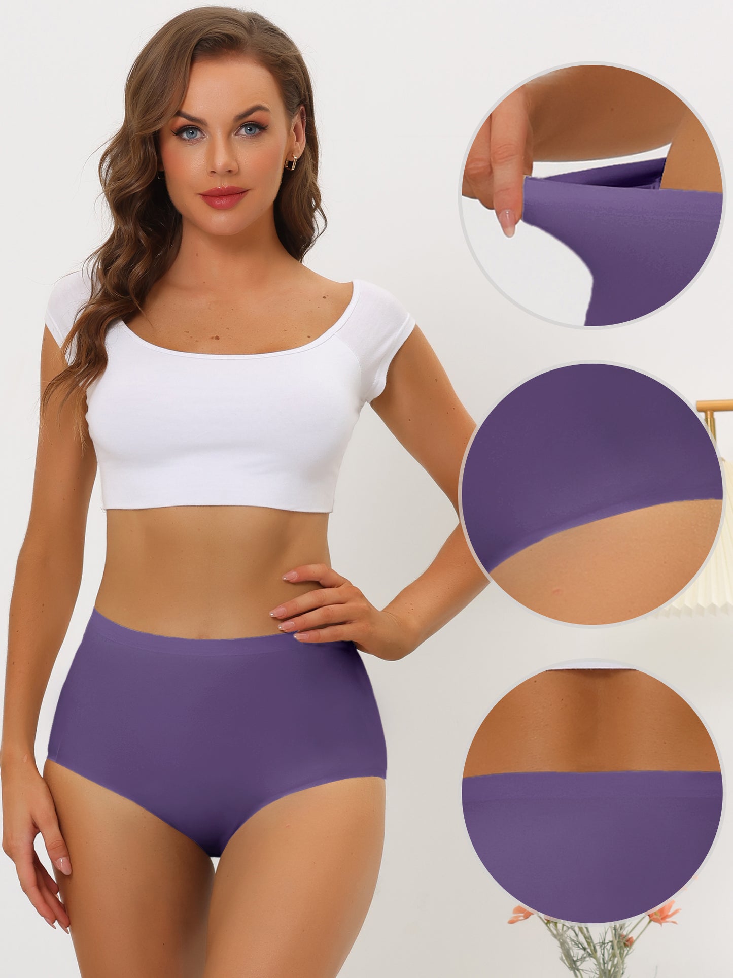 Women's Elastic High-Waisted Unlined Breathable No-Show Hipster Underwear