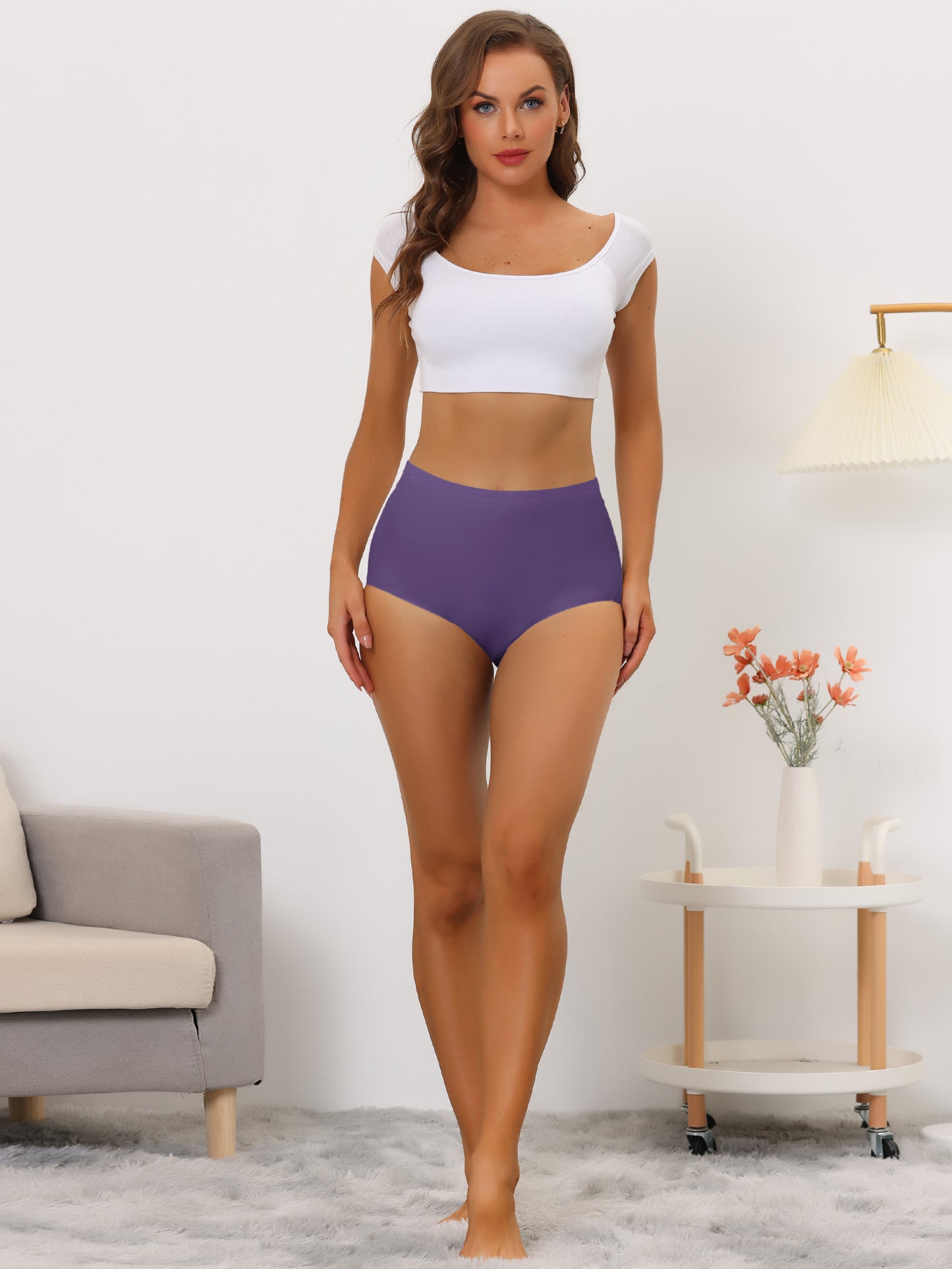 Women's Elastic High-Waisted Unlined Breathable No-Show Hipster Underwear