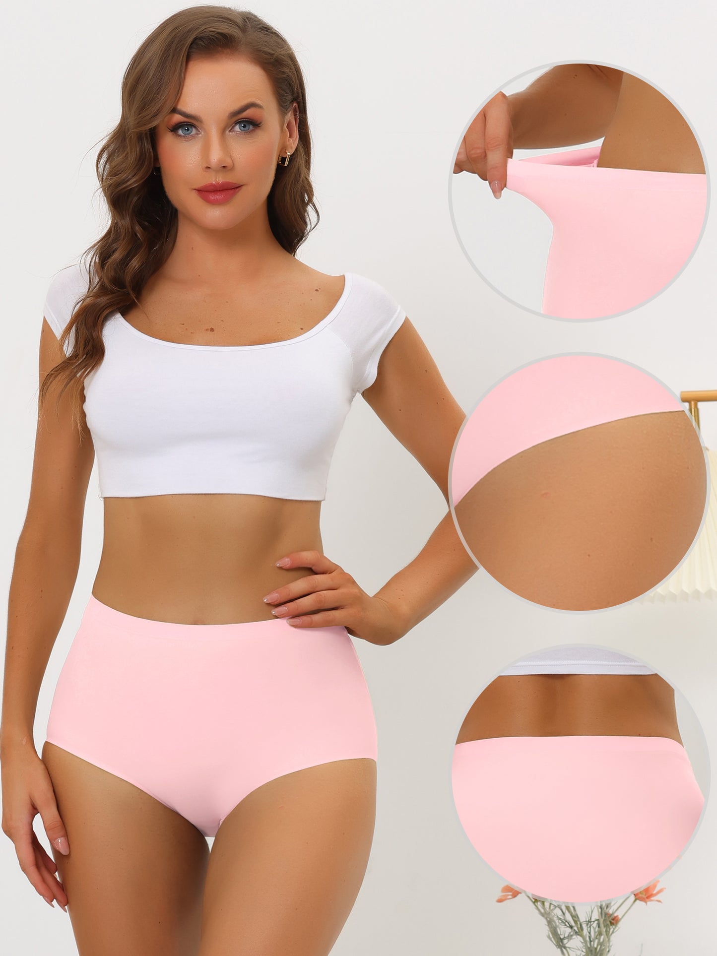 Women's Elastic High-Waisted Unlined Breathable No-Show Hipster Underwear