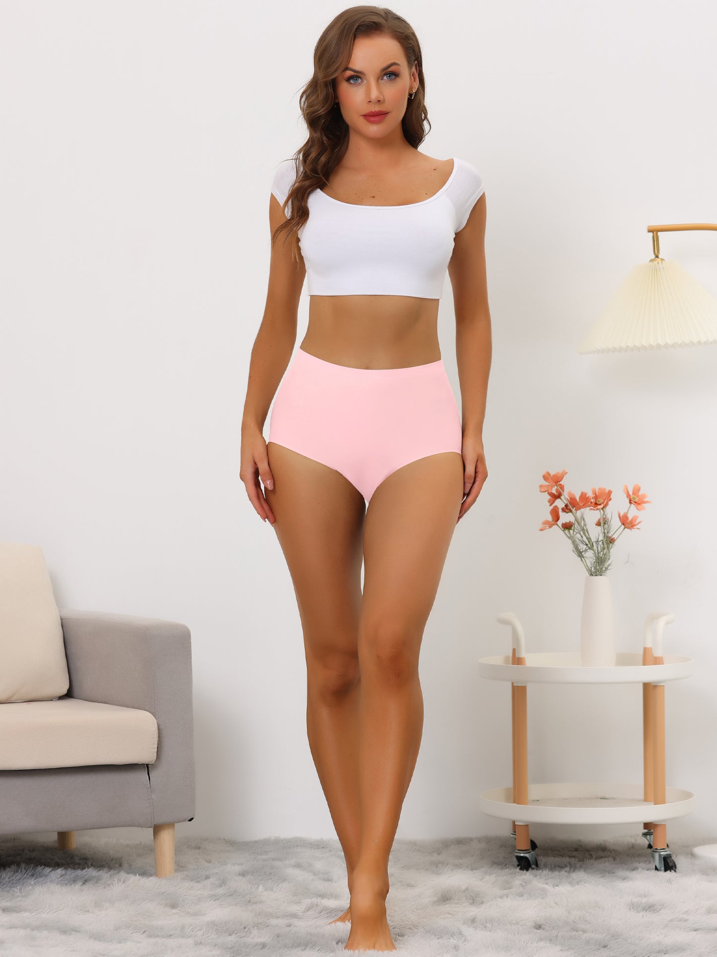 Women's Elastic High-Waisted Unlined Breathable No-Show Hipster Underwear
