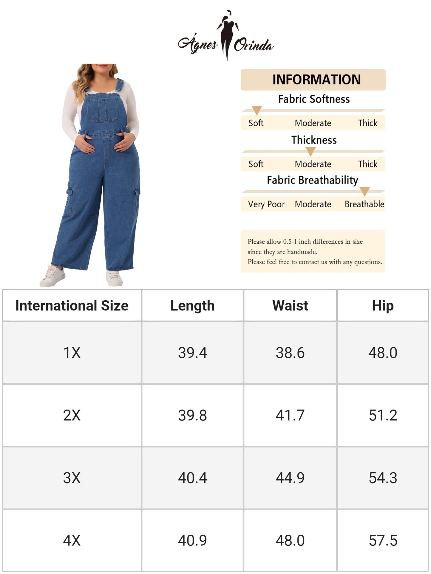 Mono holgado de talla grande para mujer, con pernera ancha, pechera holgada, bolsillos, elástico, ajustable