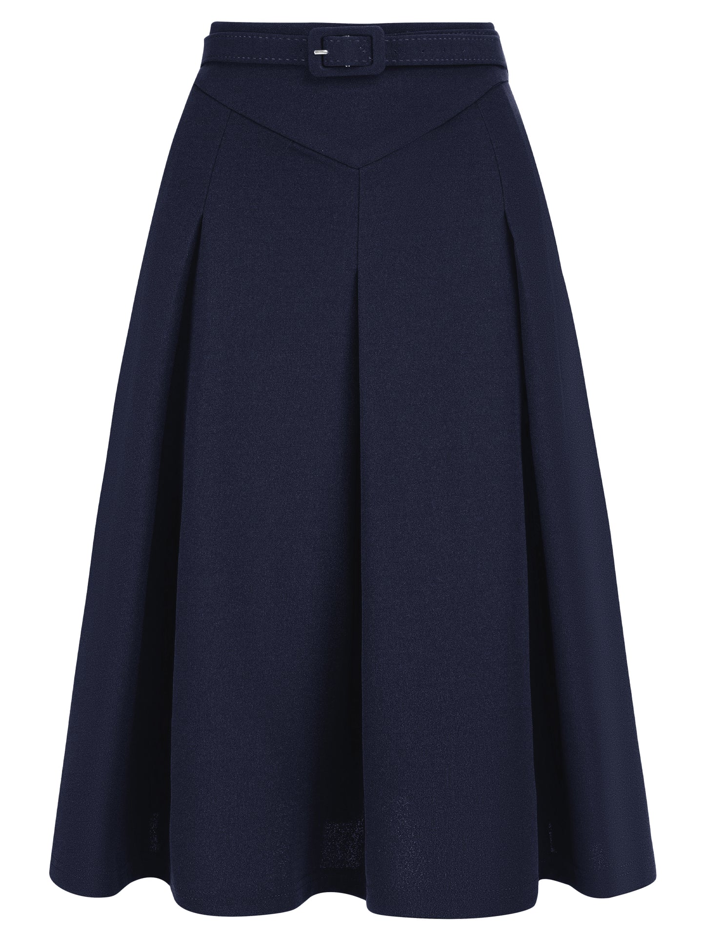 Women's Office Work Skirts Belted Waist Midi A-Line Pleated Skirt (Available in Plus Size)