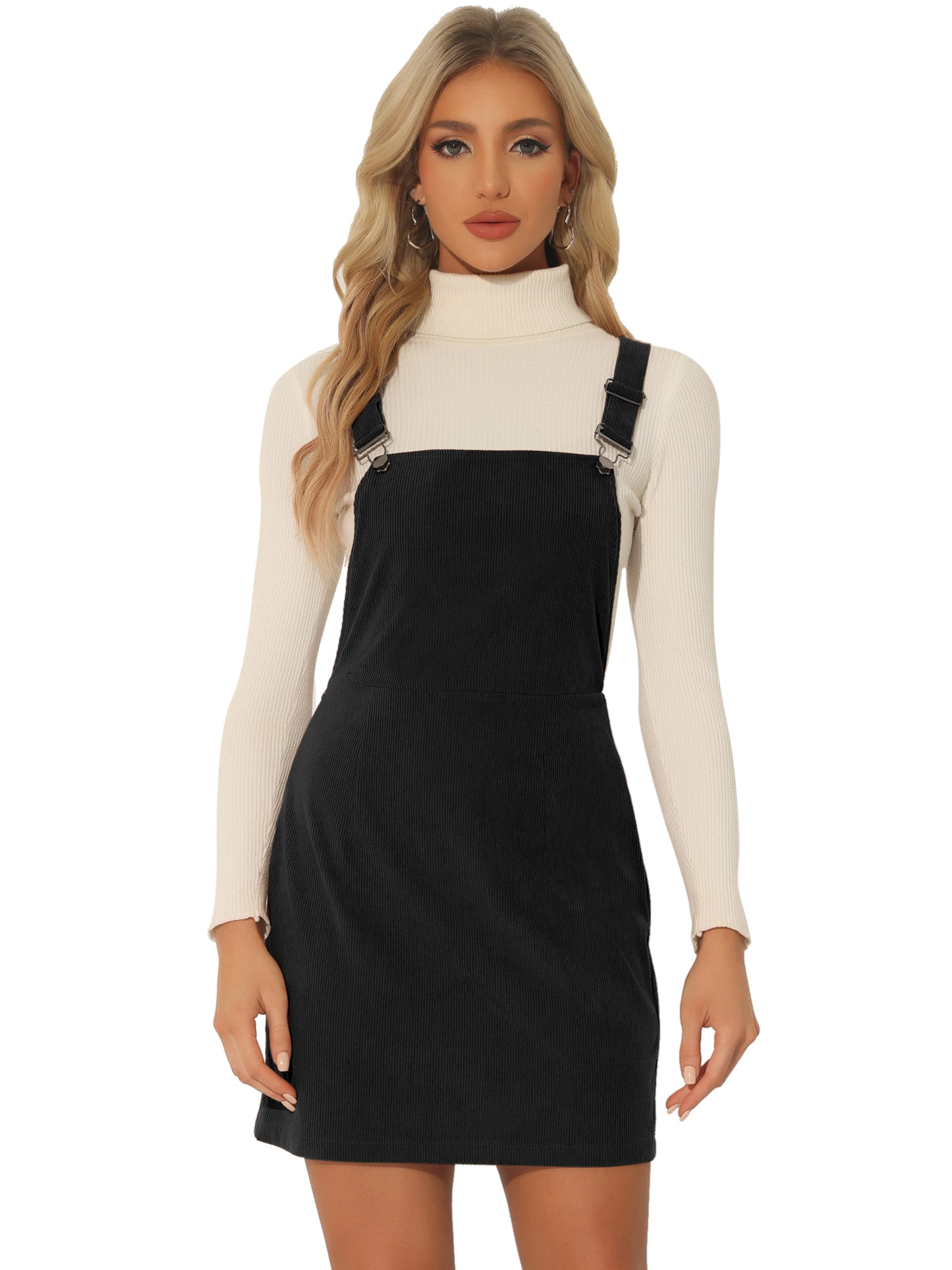 Falda con tirantes ajustables para mujer, estilo peto de pana