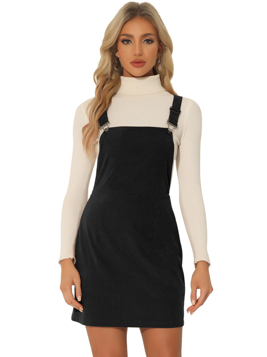 Women's Suspender Skirt Adjustable Strap Pinafore Corduroy Overalls Dress