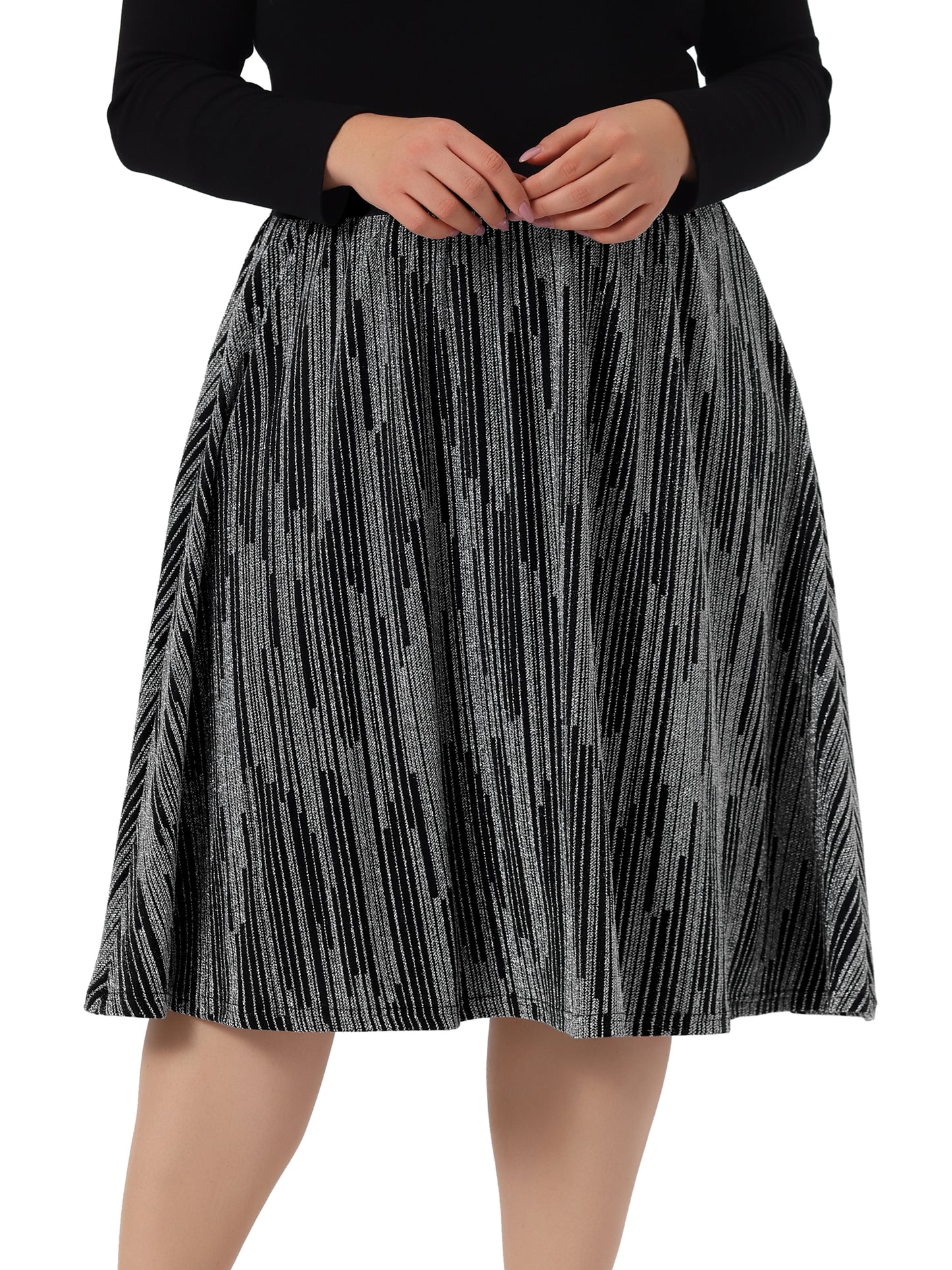 Faldas de talla grande para mujer, cintura elástica, metálicas, con brillo para fiestas