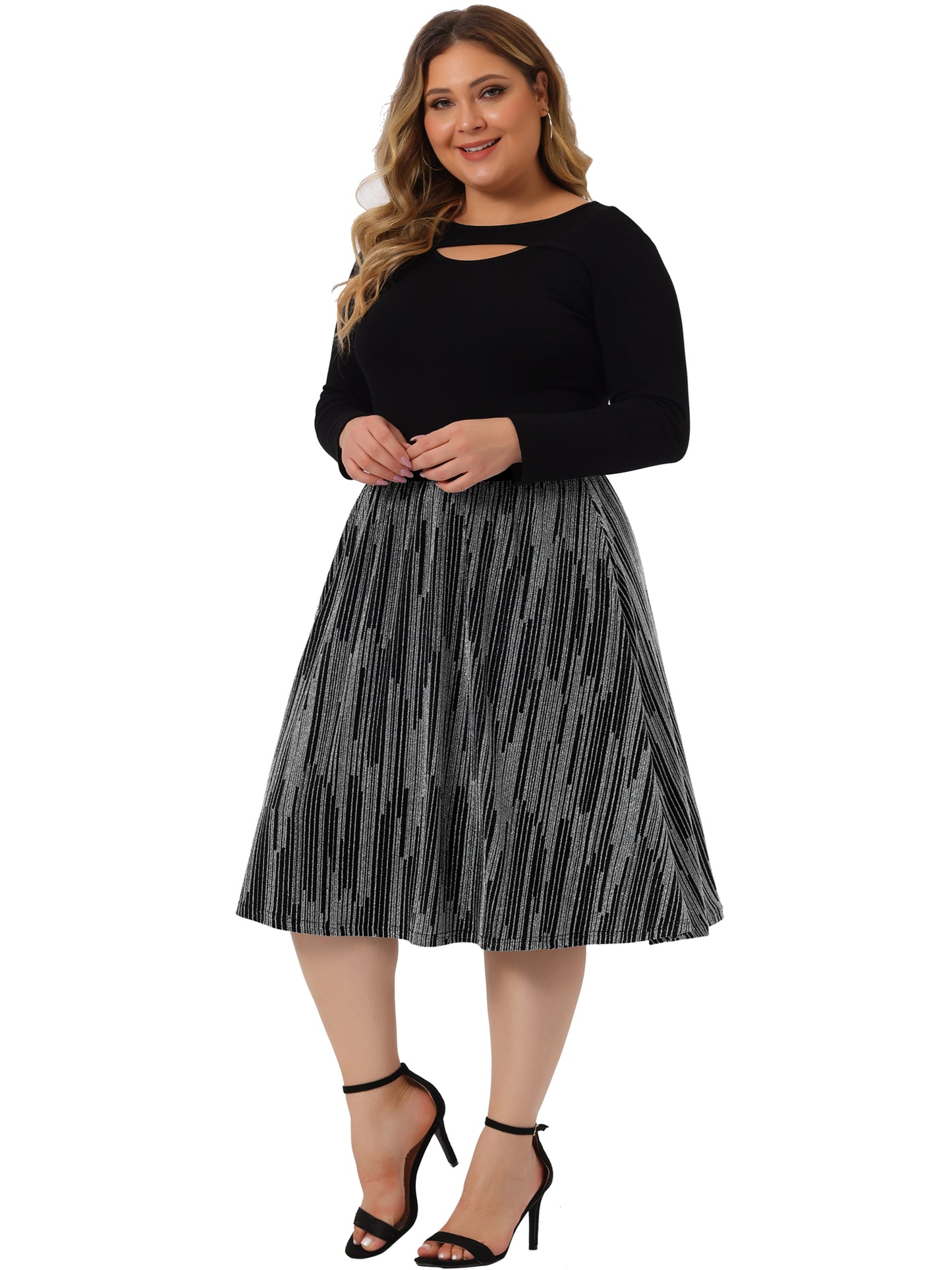 Faldas de talla grande para mujer, cintura elástica, metálicas, con brillo para fiestas