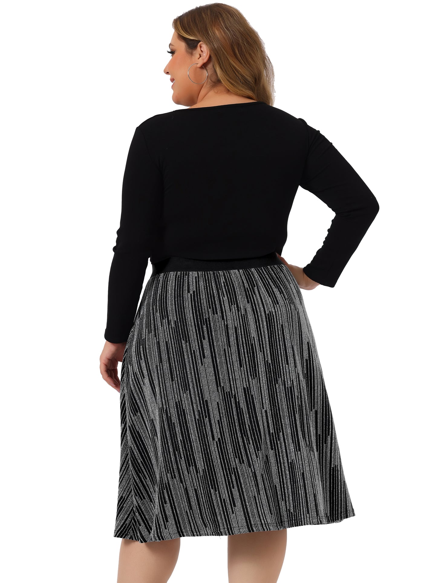 Faldas de talla grande para mujer, cintura elástica, metálicas, con brillo para fiestas