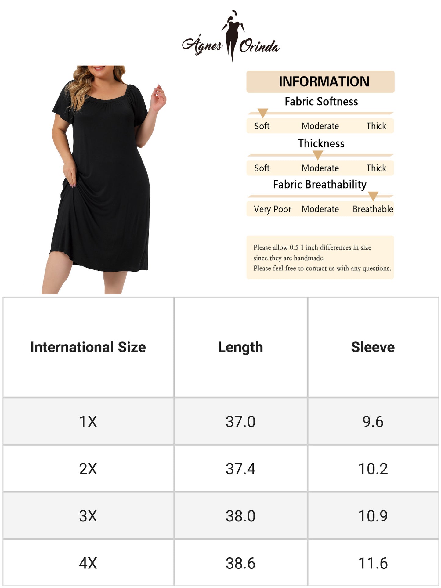 Women Plus Size Nightgown Short Sleeves Lightweight Sleepwear Nightdress