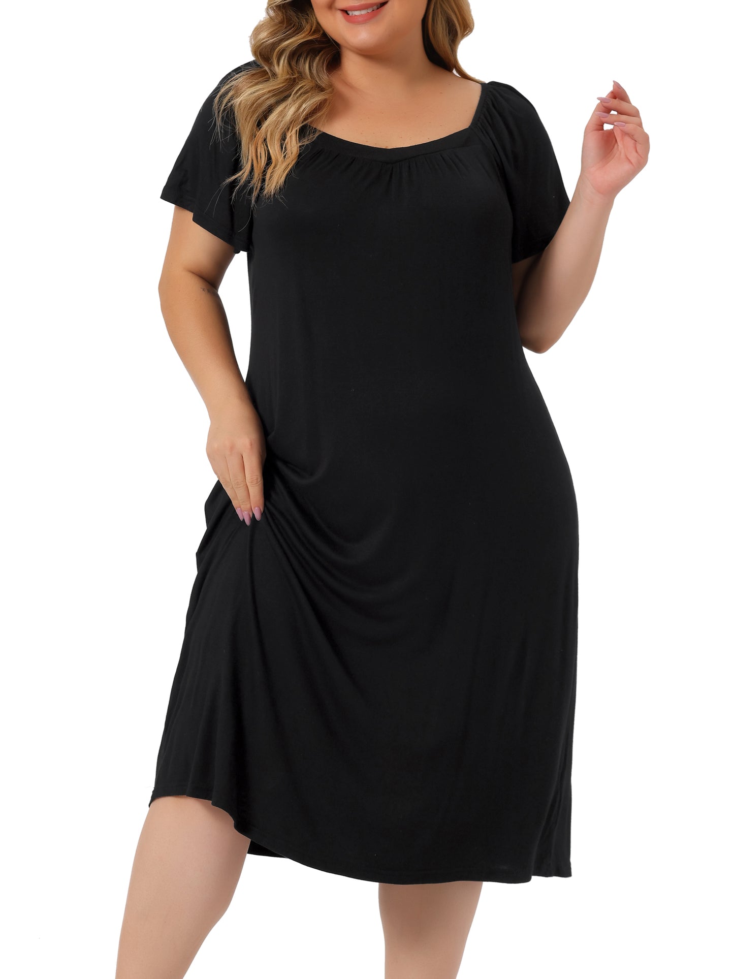 Women Plus Size Nightgown Short Sleeves Lightweight Sleepwear Nightdress