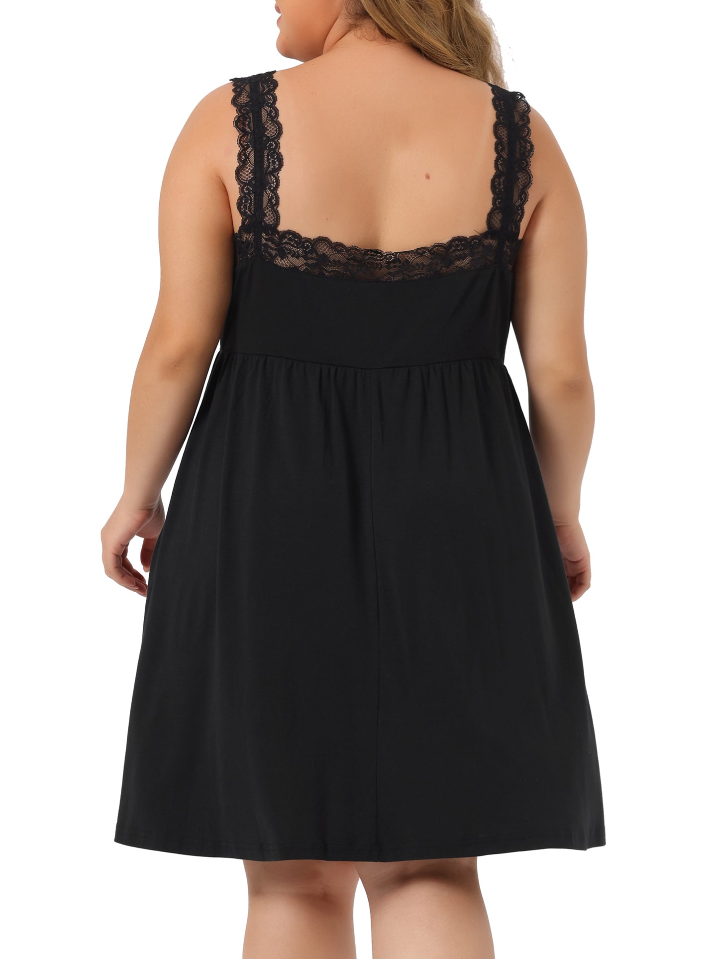 Women Plus Size Nightgown Cami Lace Spaghetti Loungewear A line Sleepdress