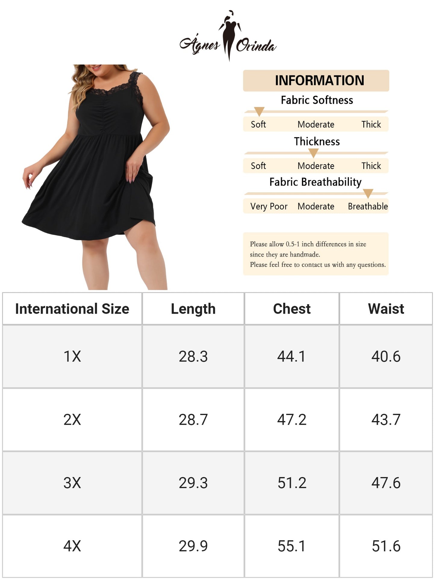 Women Plus Size Nightgown Cami Lace Spaghetti Loungewear A line Sleepdress