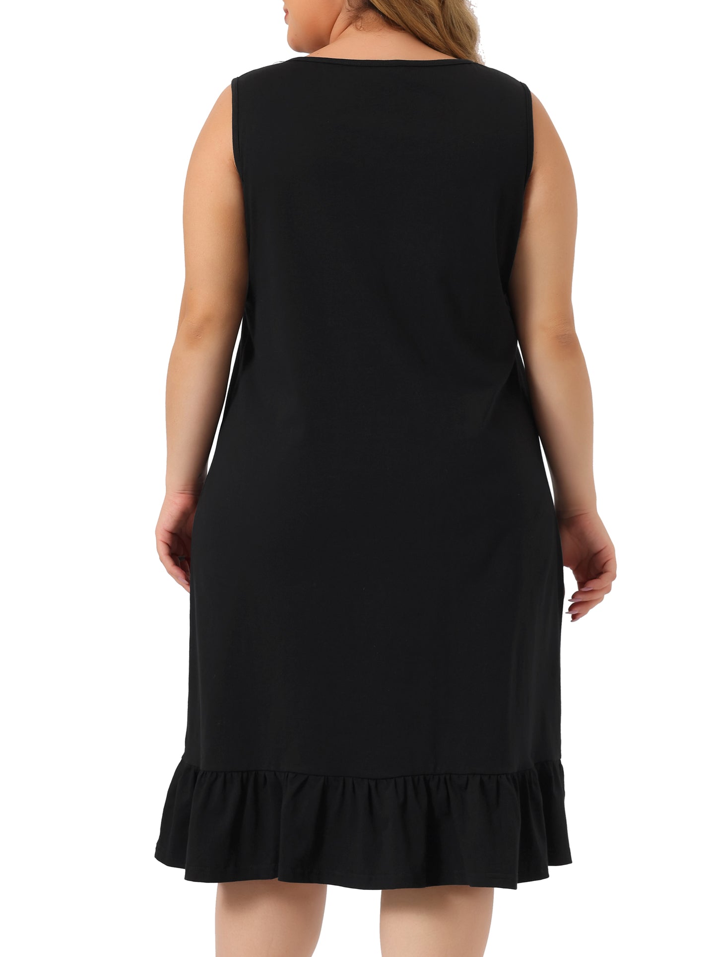 Women Plus Size Sleeveless Nightdress Cute Cat Sleepwear Pajamas Nightgown Loungewear