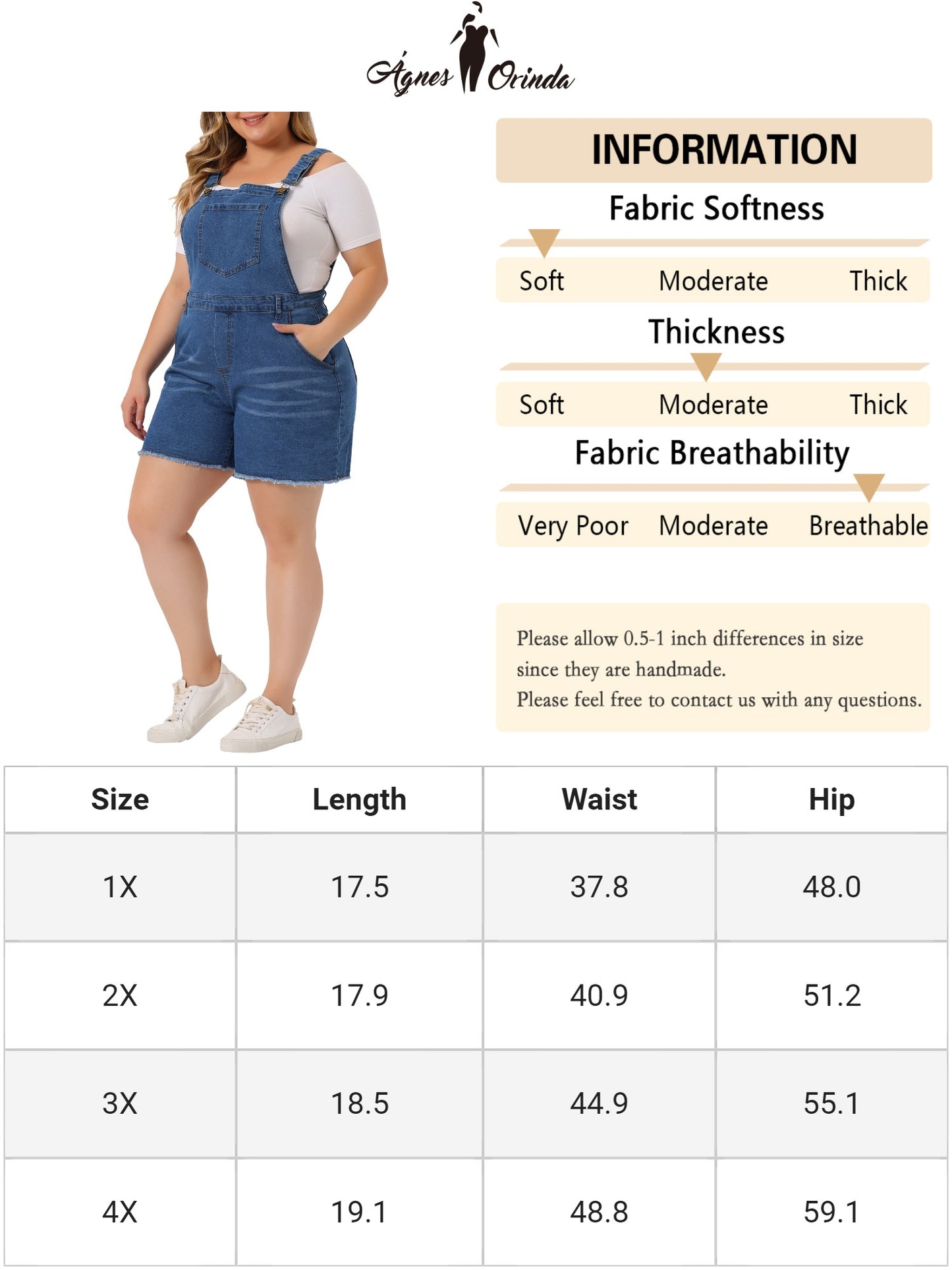 Women Plus Size Denim Overall Shorts Raw Hem Adjustable Strap Rompers with Pockets Bib Jeans Shortalls