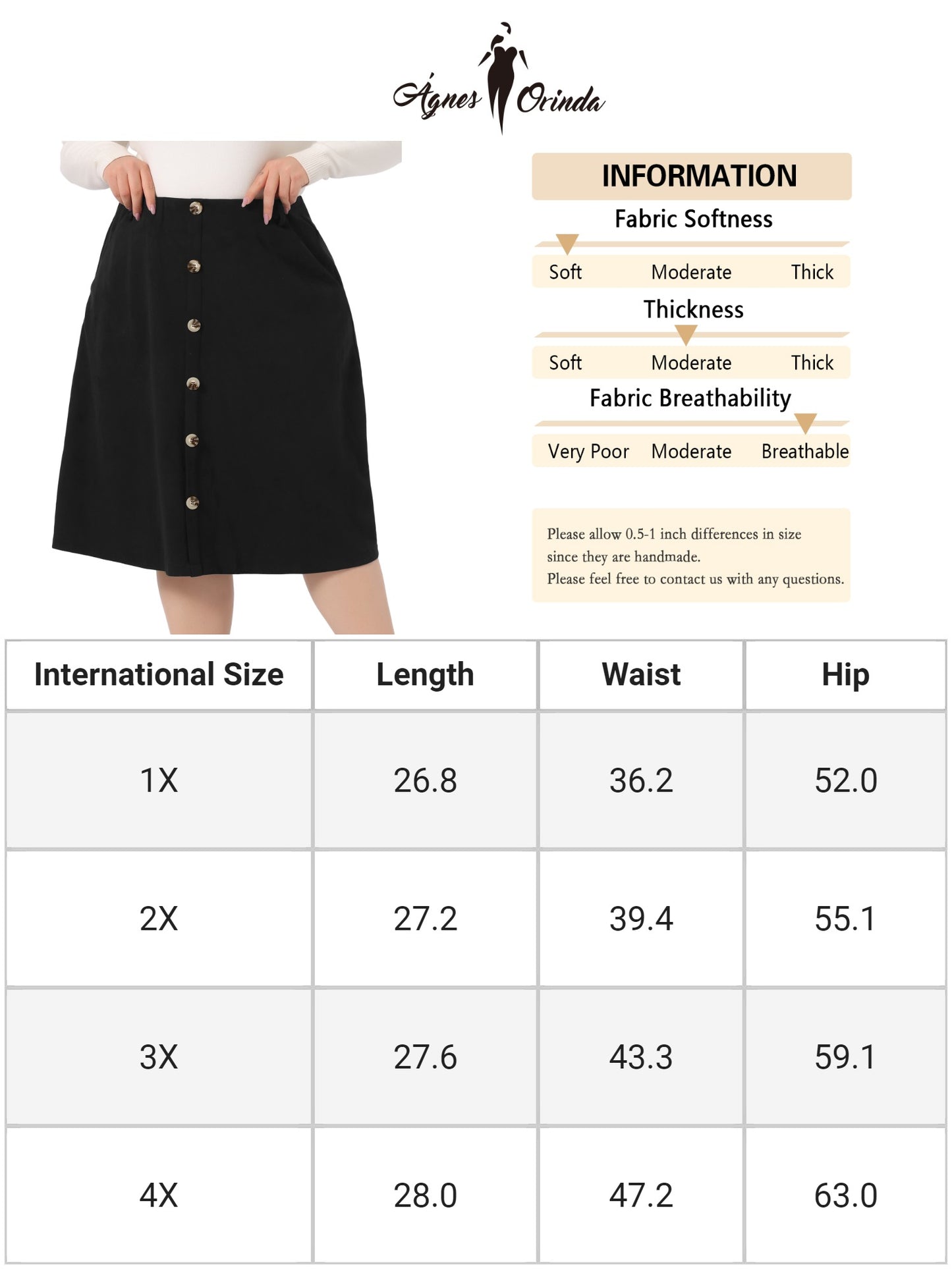 Falda midi de ante sintético de talla grande para mujer, cintura elástica, corte A