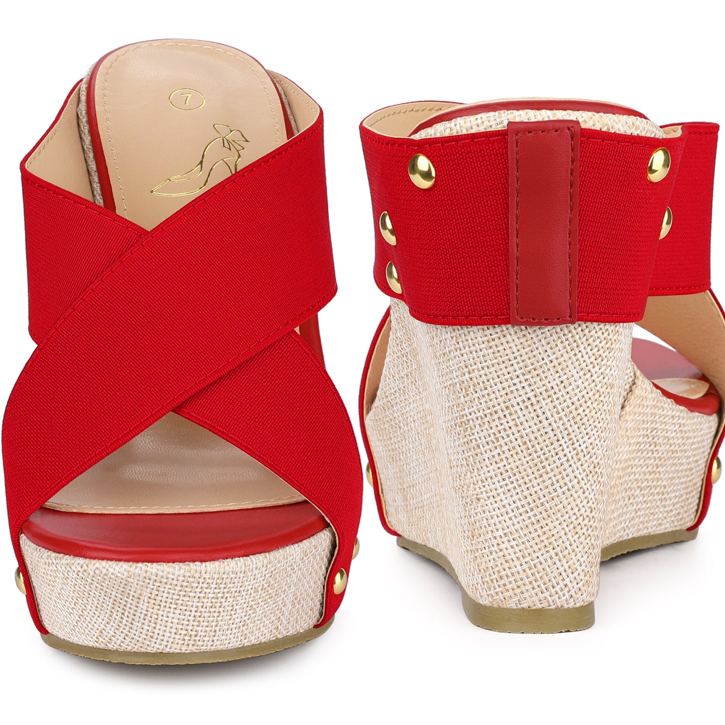 Sandalias de cuña con plataforma y punta abierta de lino para mujer