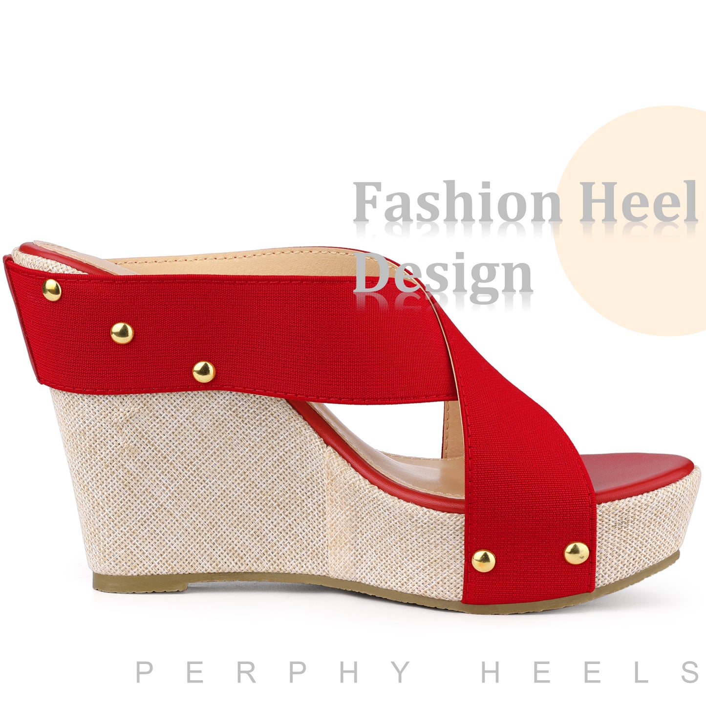 Sandalias de cuña con plataforma y punta abierta de lino para mujer