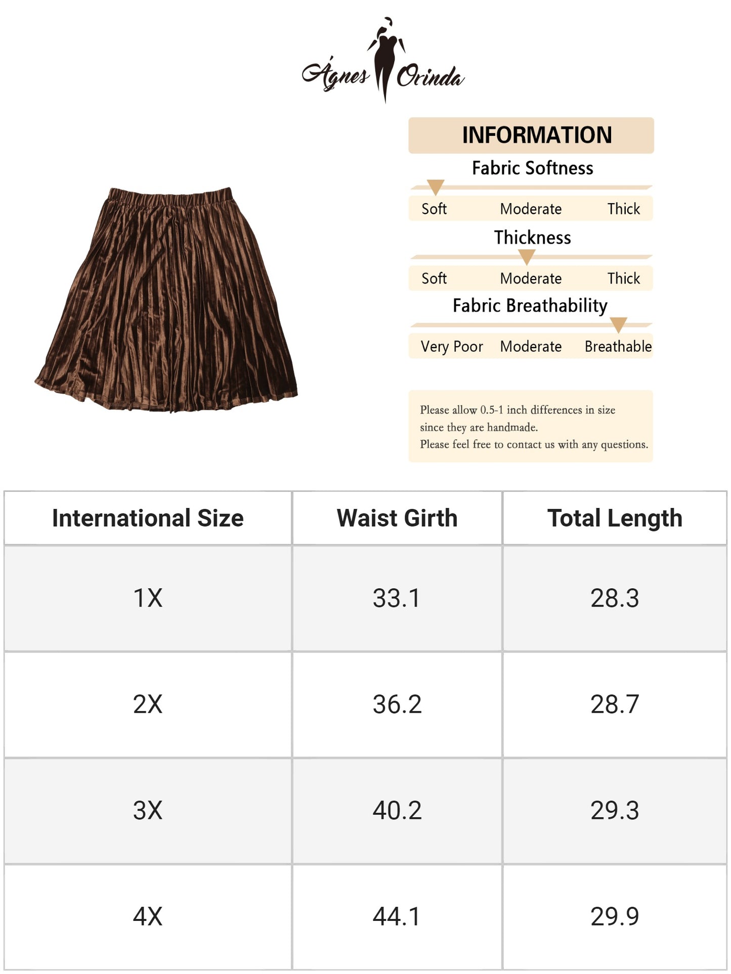 Women Plus Size Velvet Skirt Elastic Waist Metallic Accordion Midi Pleated Skirt