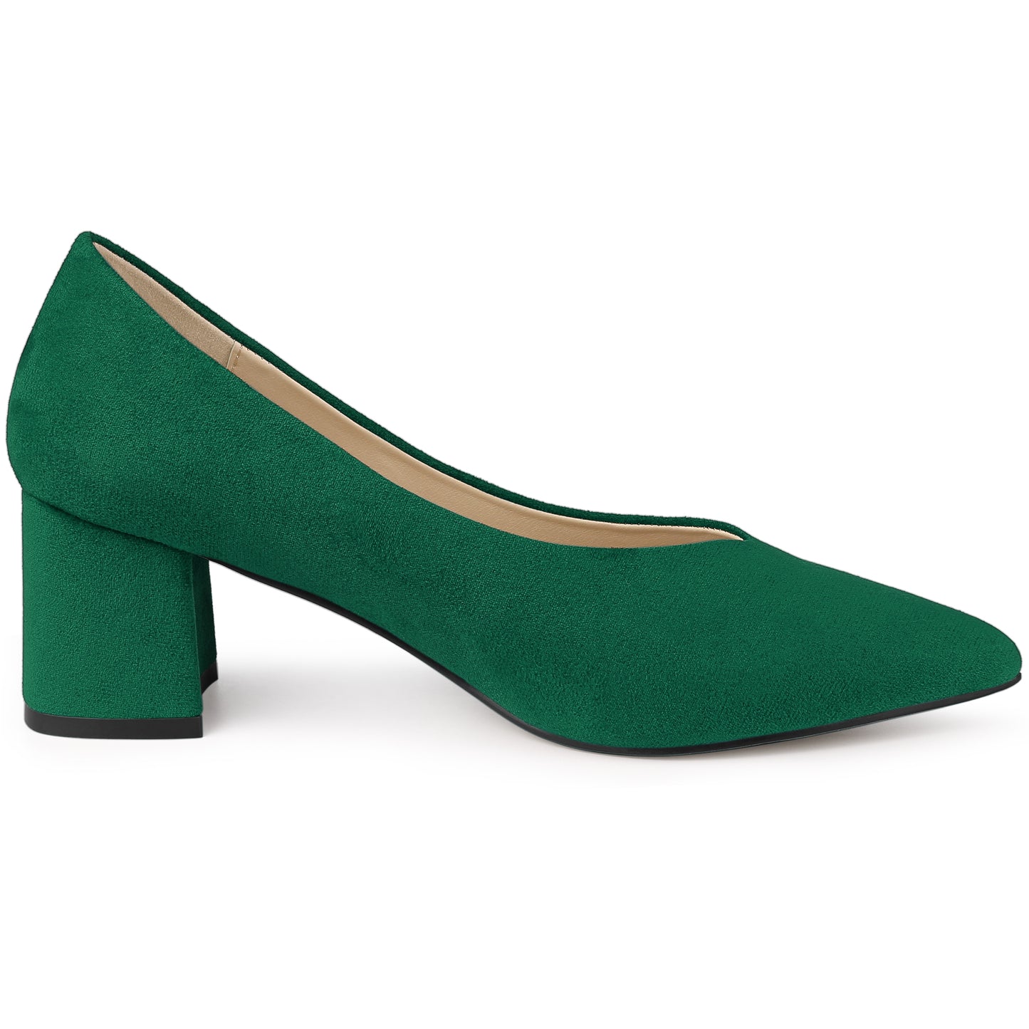 Zapatos de tacón bajo con punta puntiaguda y tacón grueso para mujer