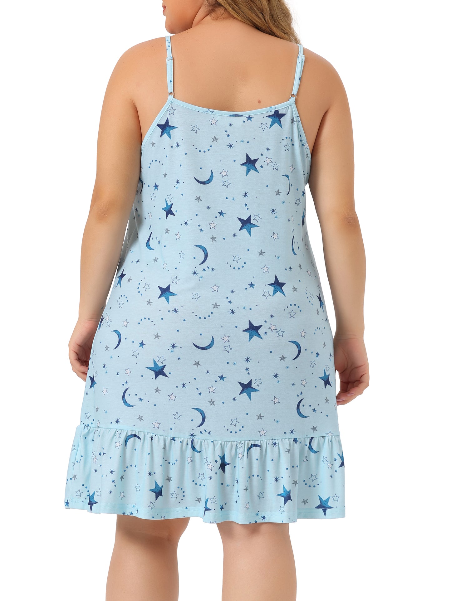 Camisón de talla grande para mujer, ropa de dormir con tirantes estampados, lencería