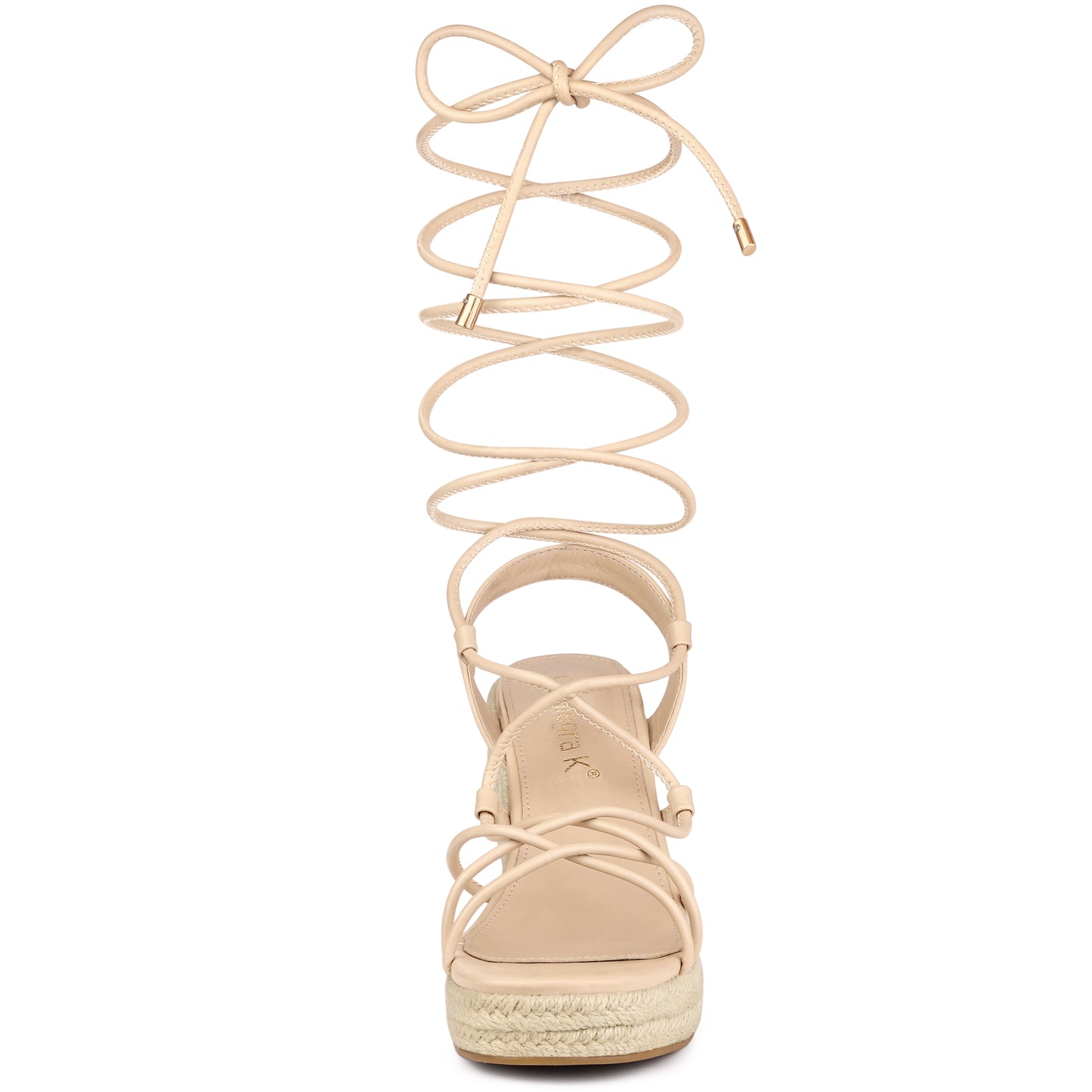 Alpargatas con plataforma, punta cuadrada y cordones para mujer
