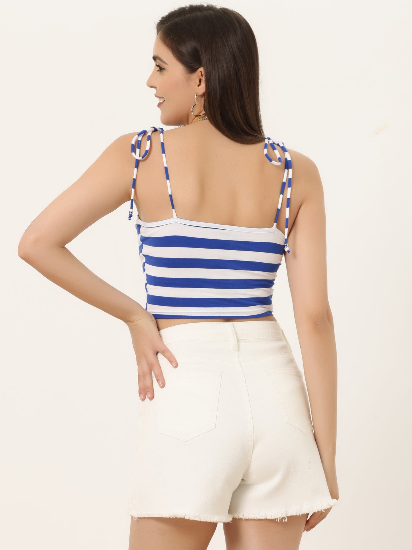 Women's Cami Tube Top Tie Spaghetti Straps Sleeveless Summer Crop Top