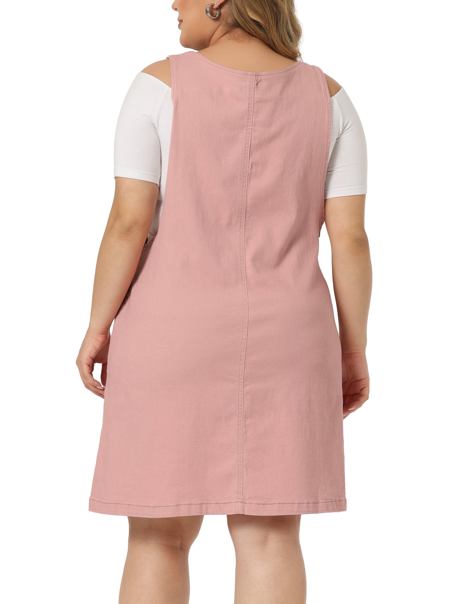 Vestido de mezclilla con tirantes y falda tipo jersey para mujer, talla grande