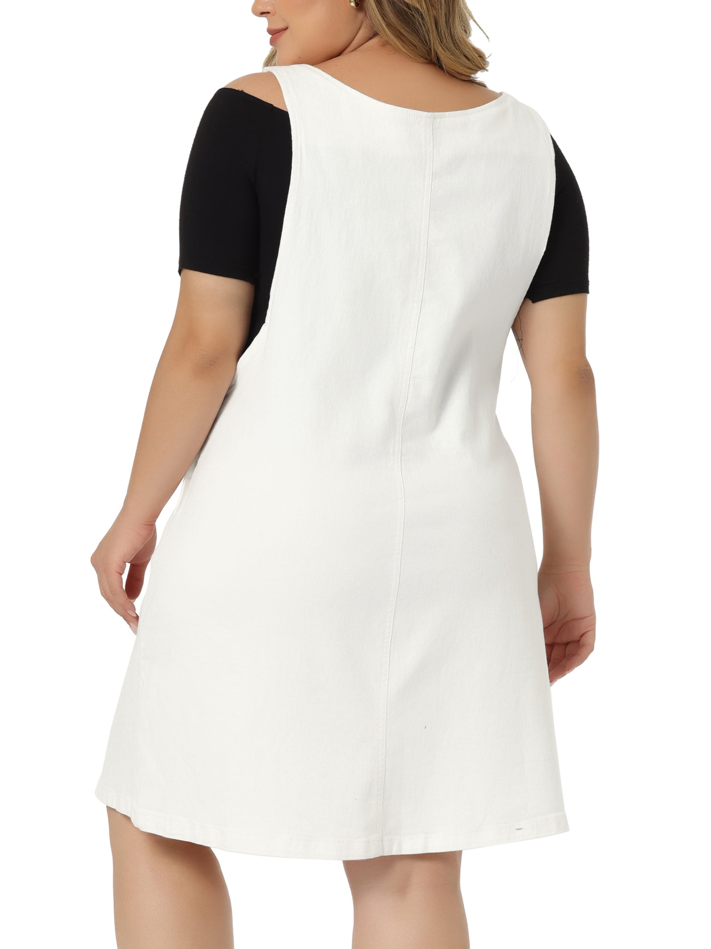 Women's Plus Size Denim Overalls Dress Suspenders Skirt Jumper Dresses Jean Overall Bib Dress