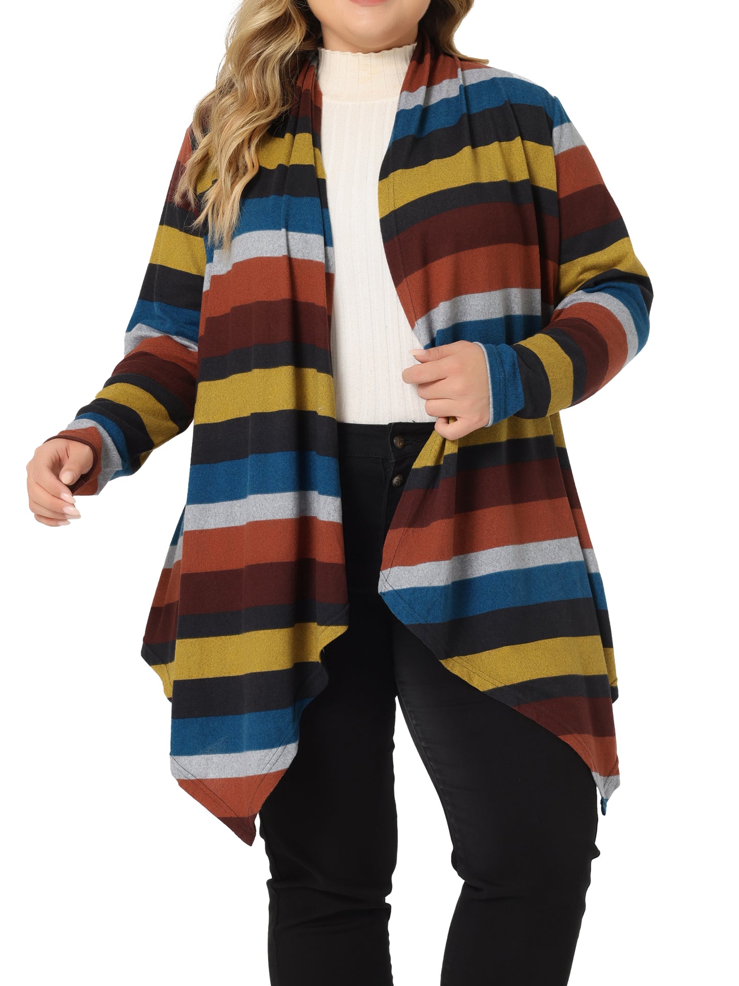Women Plus Size Cardigan Long Sleeve Lightweight Fall Open Front Knitwear