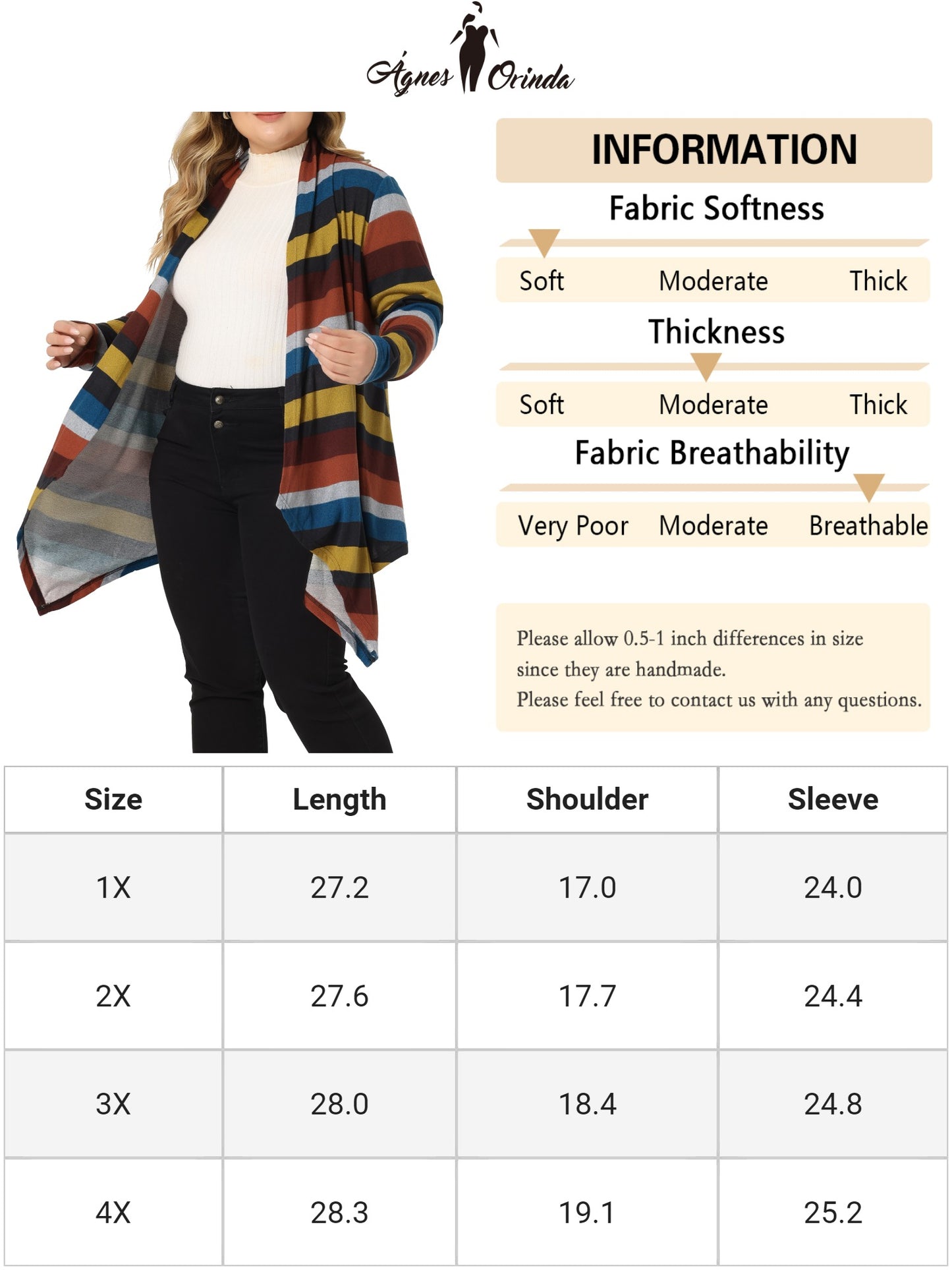 Women Plus Size Cardigan Long Sleeve Lightweight Fall Open Front Knitwear