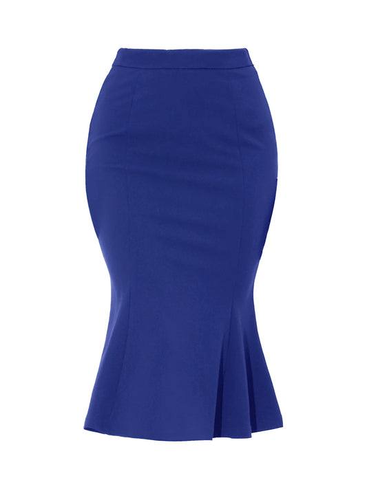 Women's Bodycon Skirt High Waist Ruffle Hem Fishtail Mermaid Midi Skirt