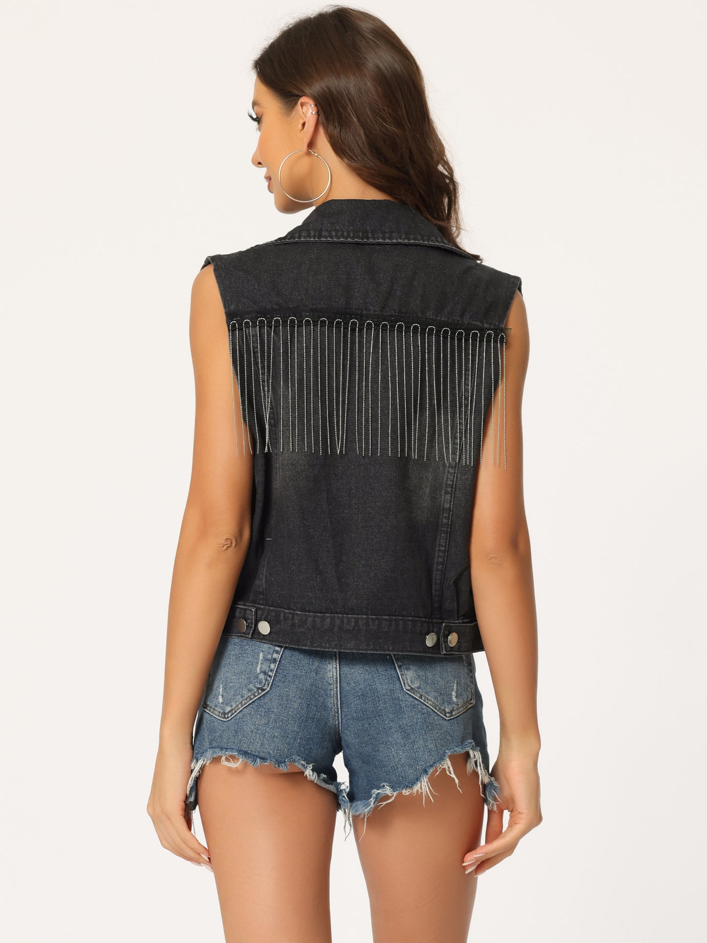 Women's Tassel Denim Vest