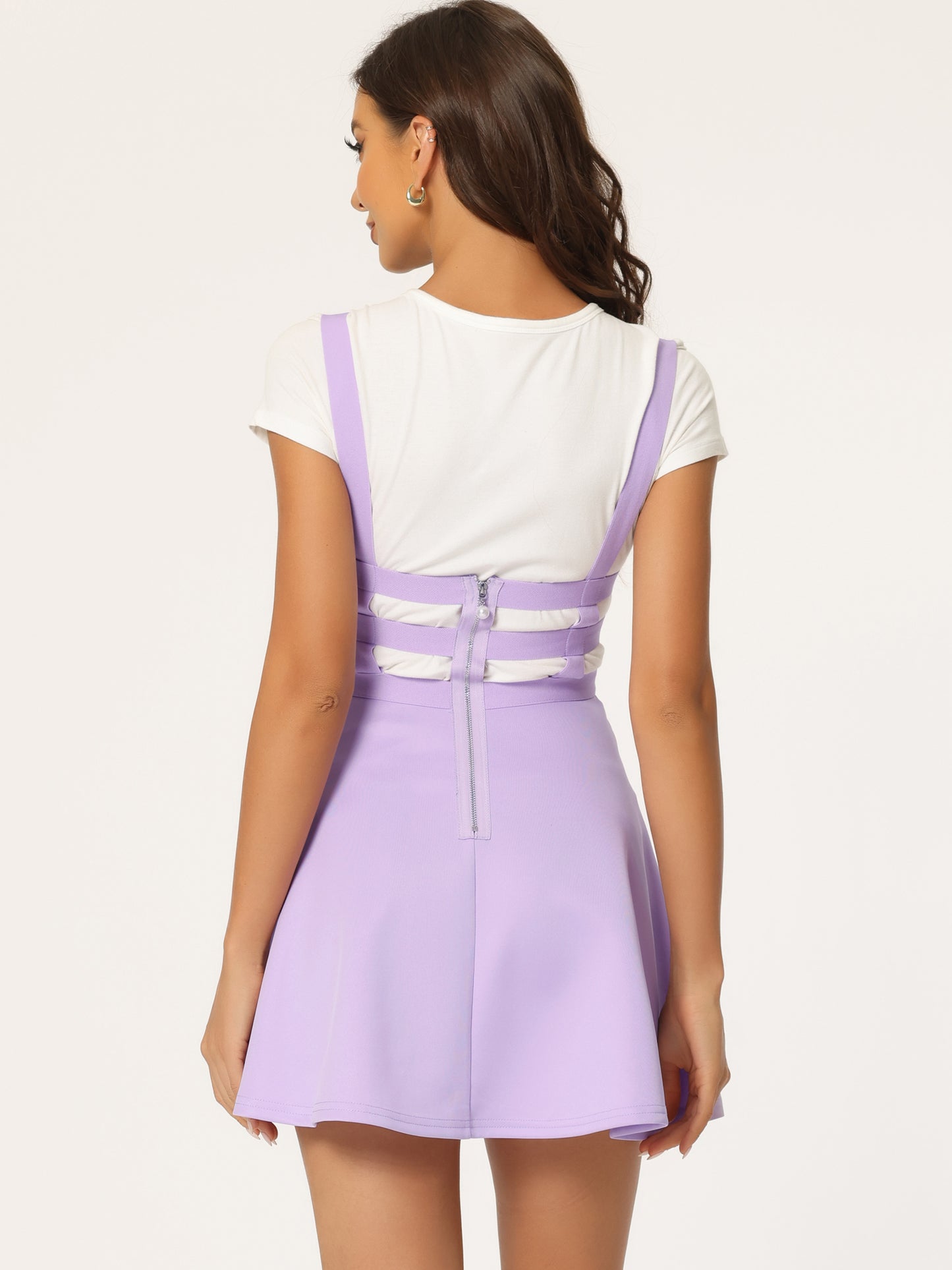 Women's Pleated Overall Summer Elastic Waist Kawaii A-Line Braces Suspender Skirt