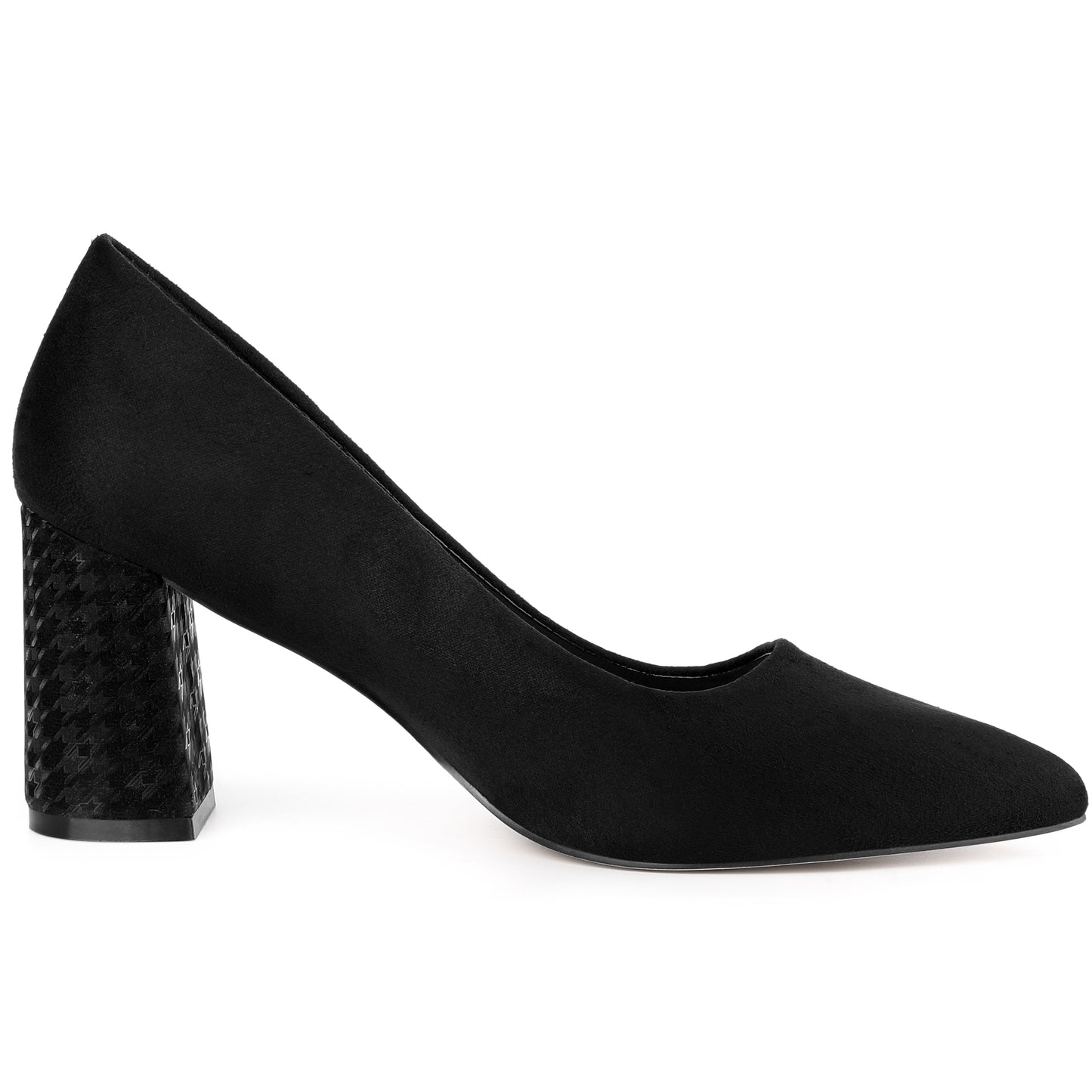 Zapatos de vestir para mujer con punta puntiaguda, sin cordones, estampado a cuadros, punta cerrada y tacón grueso