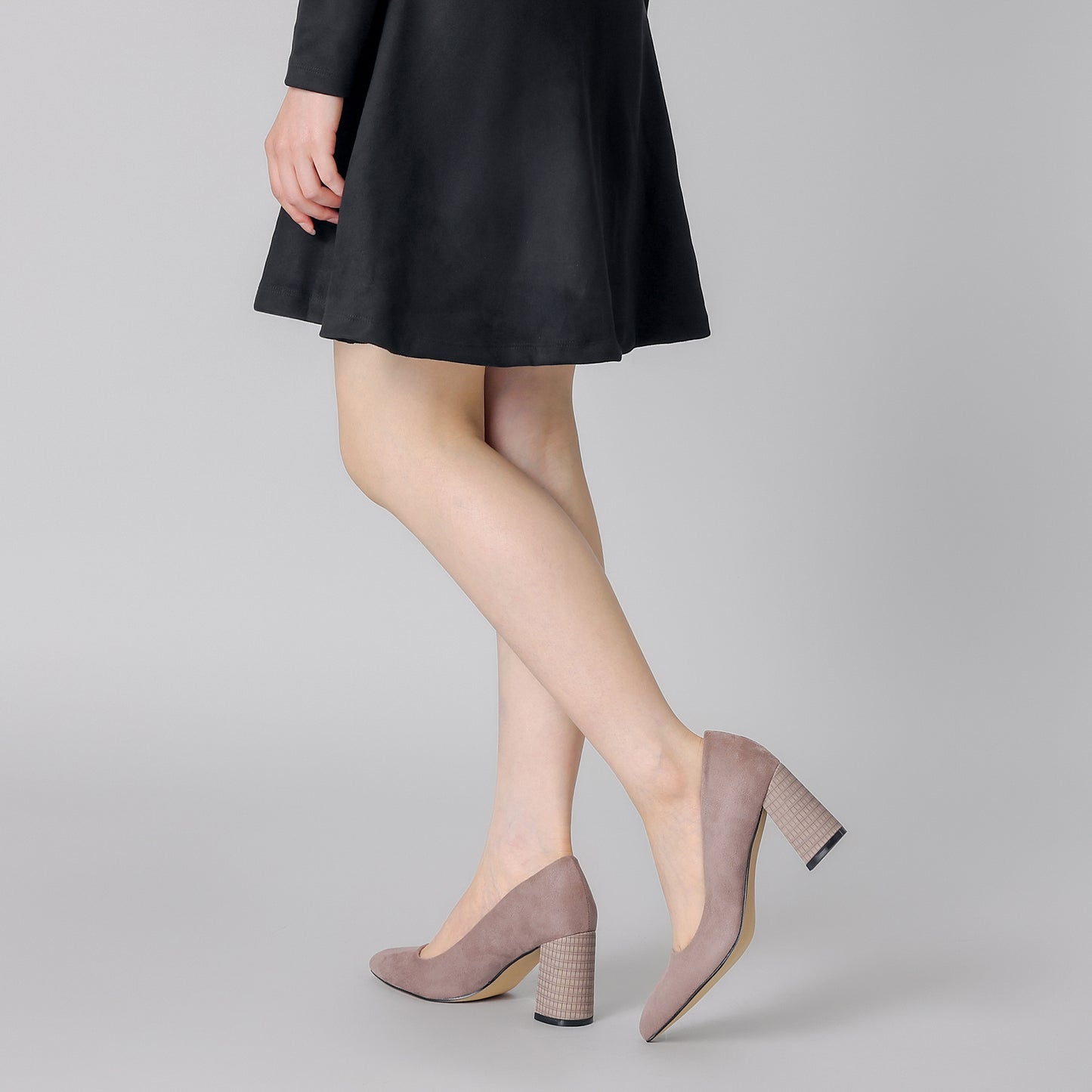 Zapatos de vestir para mujer con punta puntiaguda, sin cordones, estampado a cuadros, punta cerrada y tacón grueso