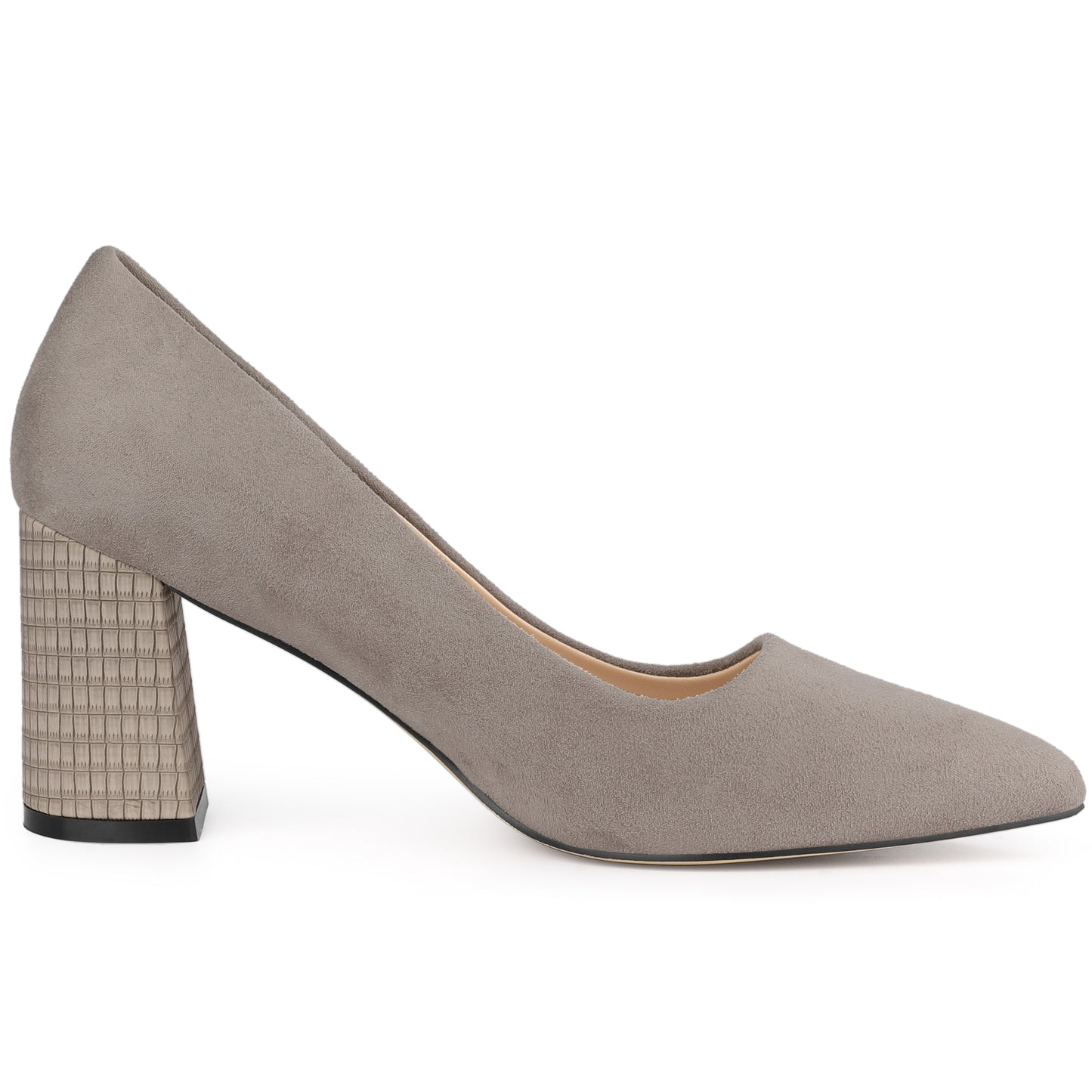 Zapatos de vestir para mujer con punta puntiaguda, sin cordones, estampado a cuadros, punta cerrada y tacón grueso