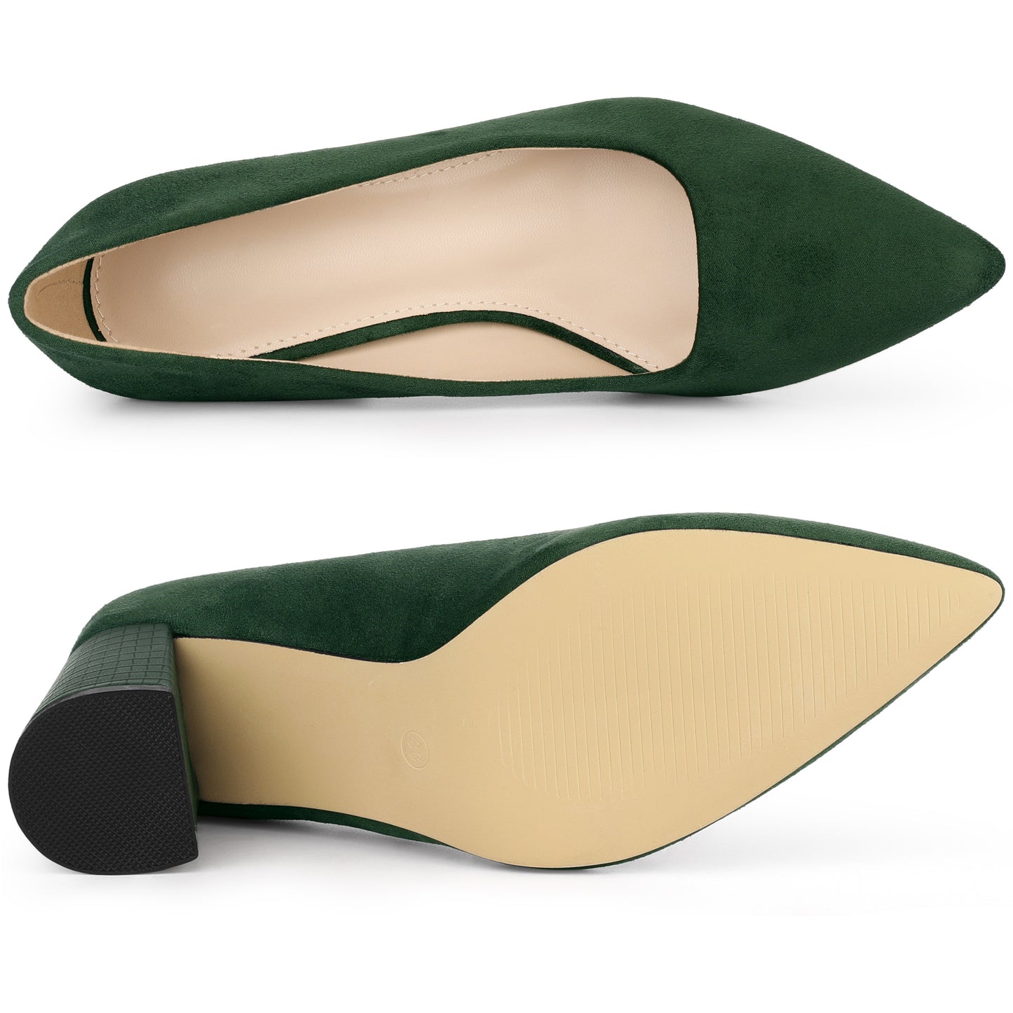 Zapatos de vestir para mujer con punta puntiaguda, sin cordones, estampado a cuadros, punta cerrada y tacón grueso