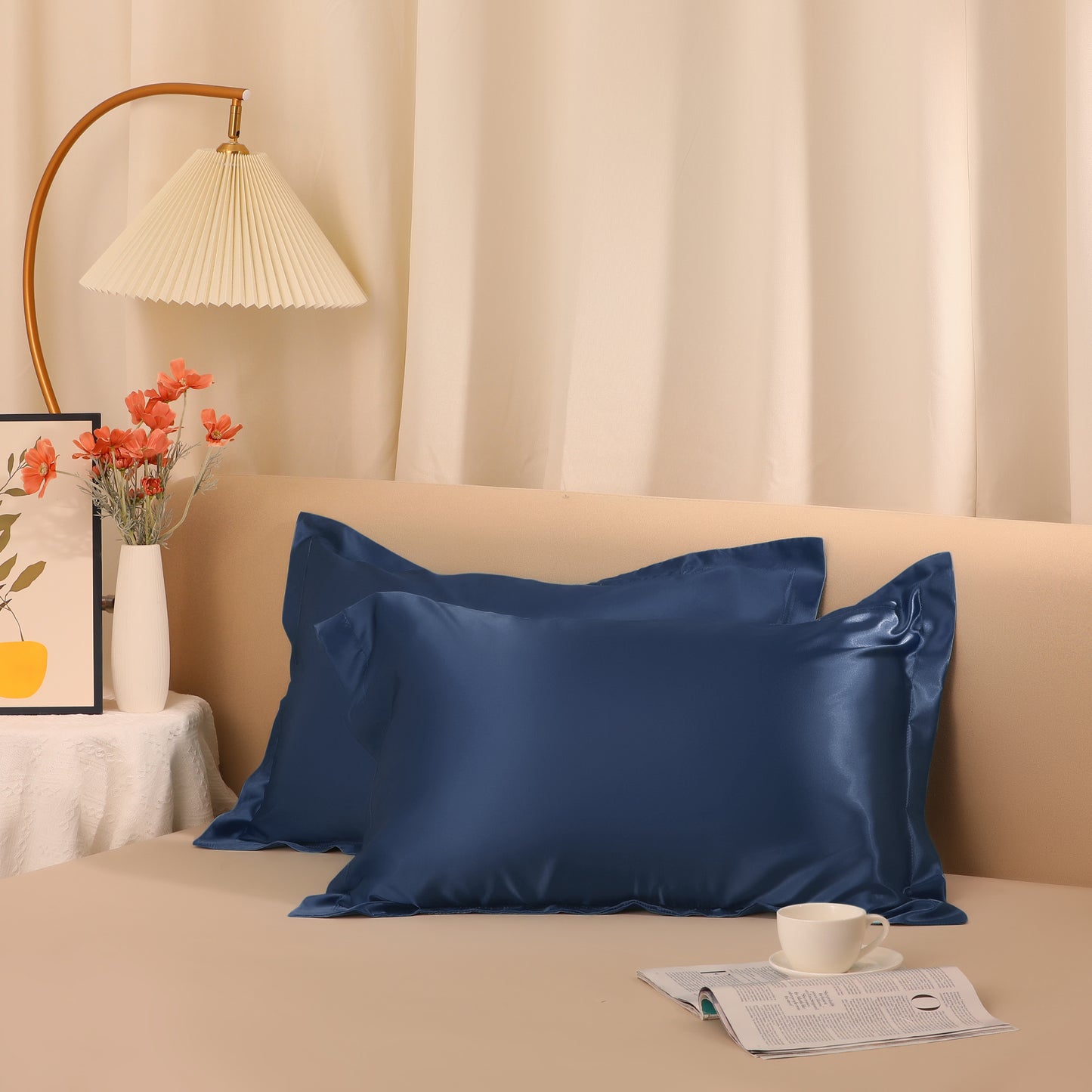 Satin Pillowcase for Hair and Skin Soft and Smooth Set of 2 with Envelope Closure