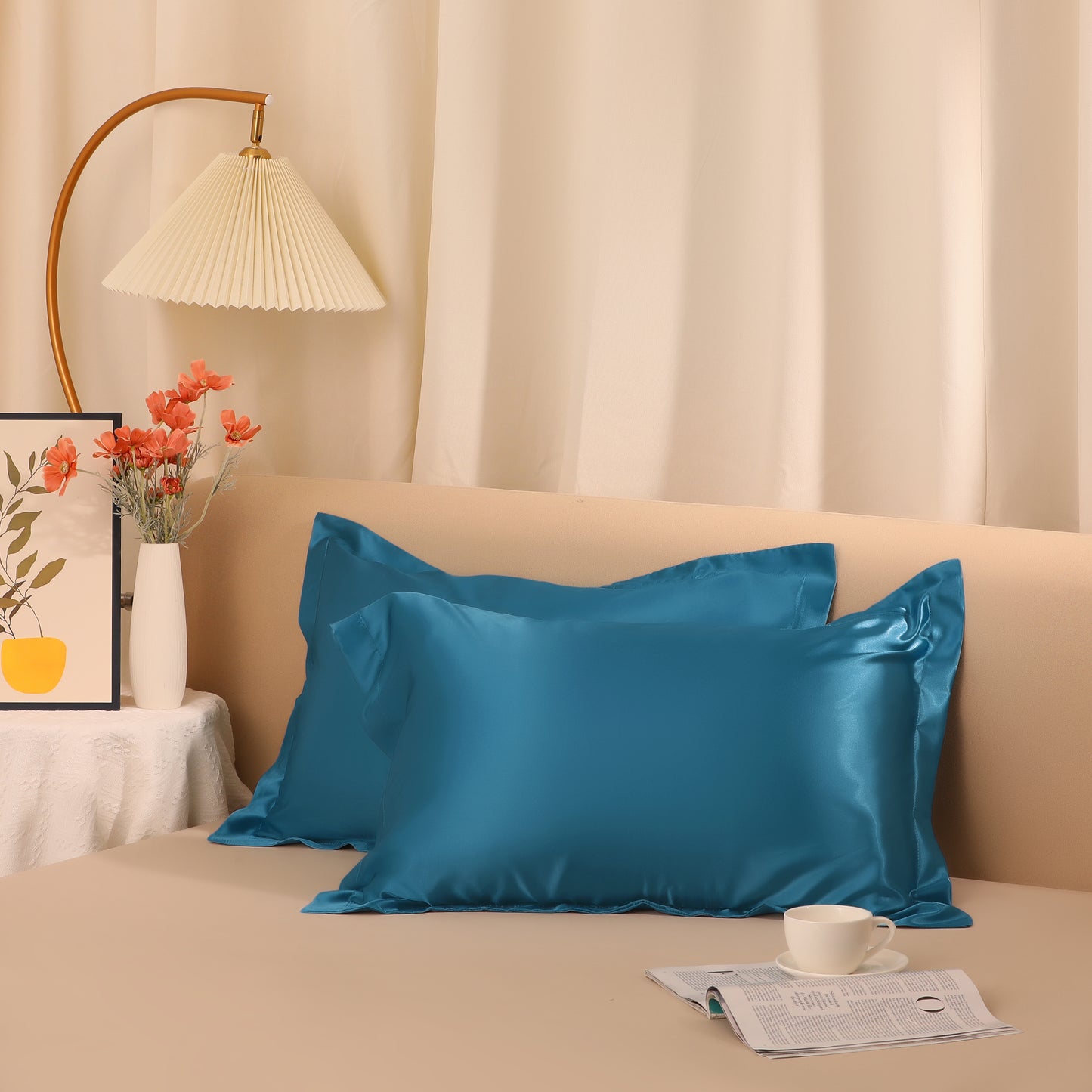 Satin Pillowcase for Hair and Skin Soft and Smooth Set of 2 with Envelope Closure