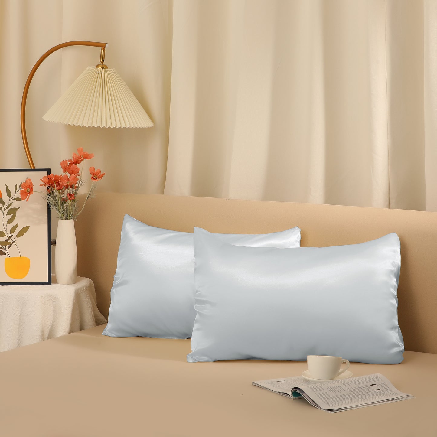 Satin Pillowcase Set of 2 Soft and Comfortable for Hair and Skin with Envelope Closure